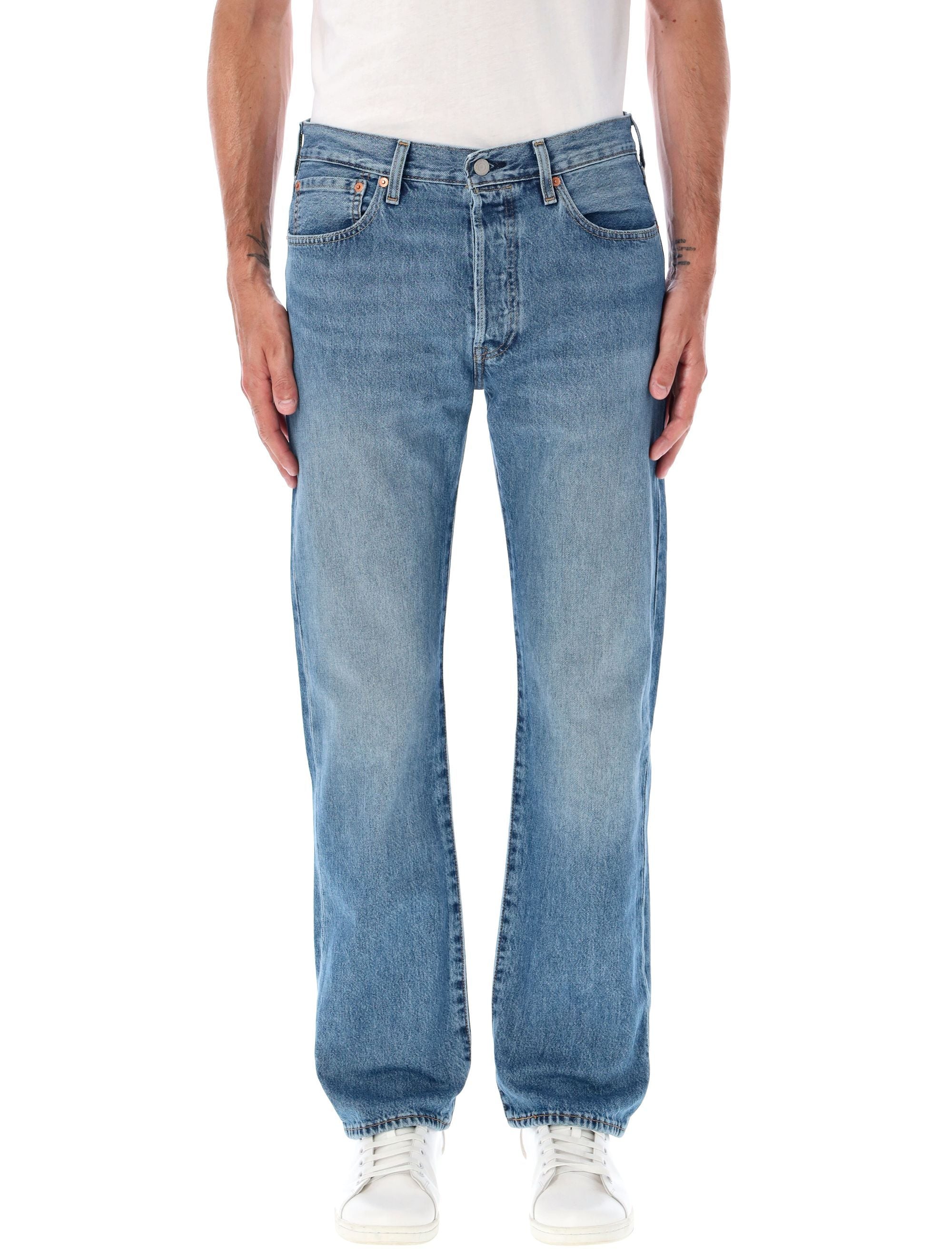 501 jeans Med Blue Cotton