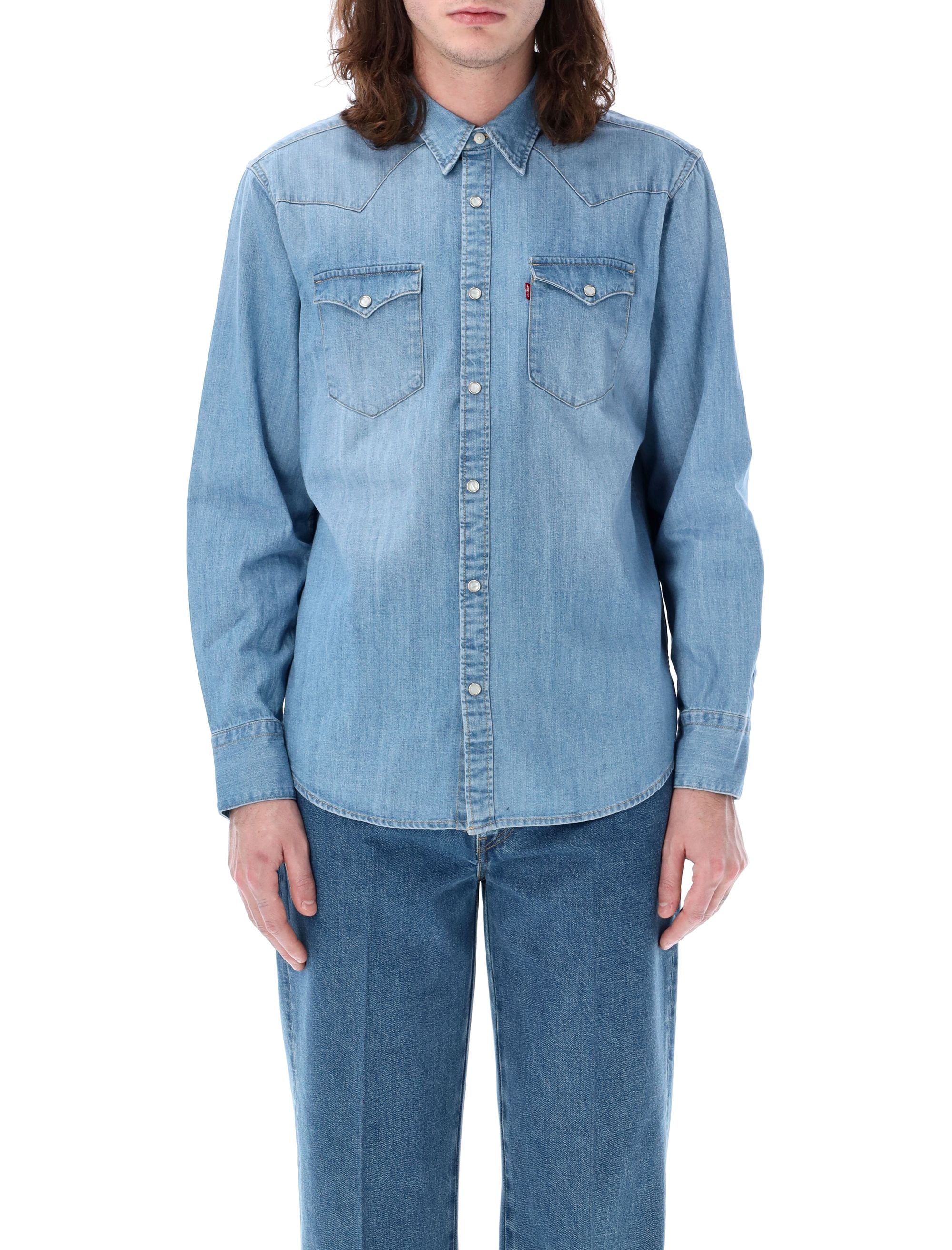 Barstow western shirt Light Blue Cotton