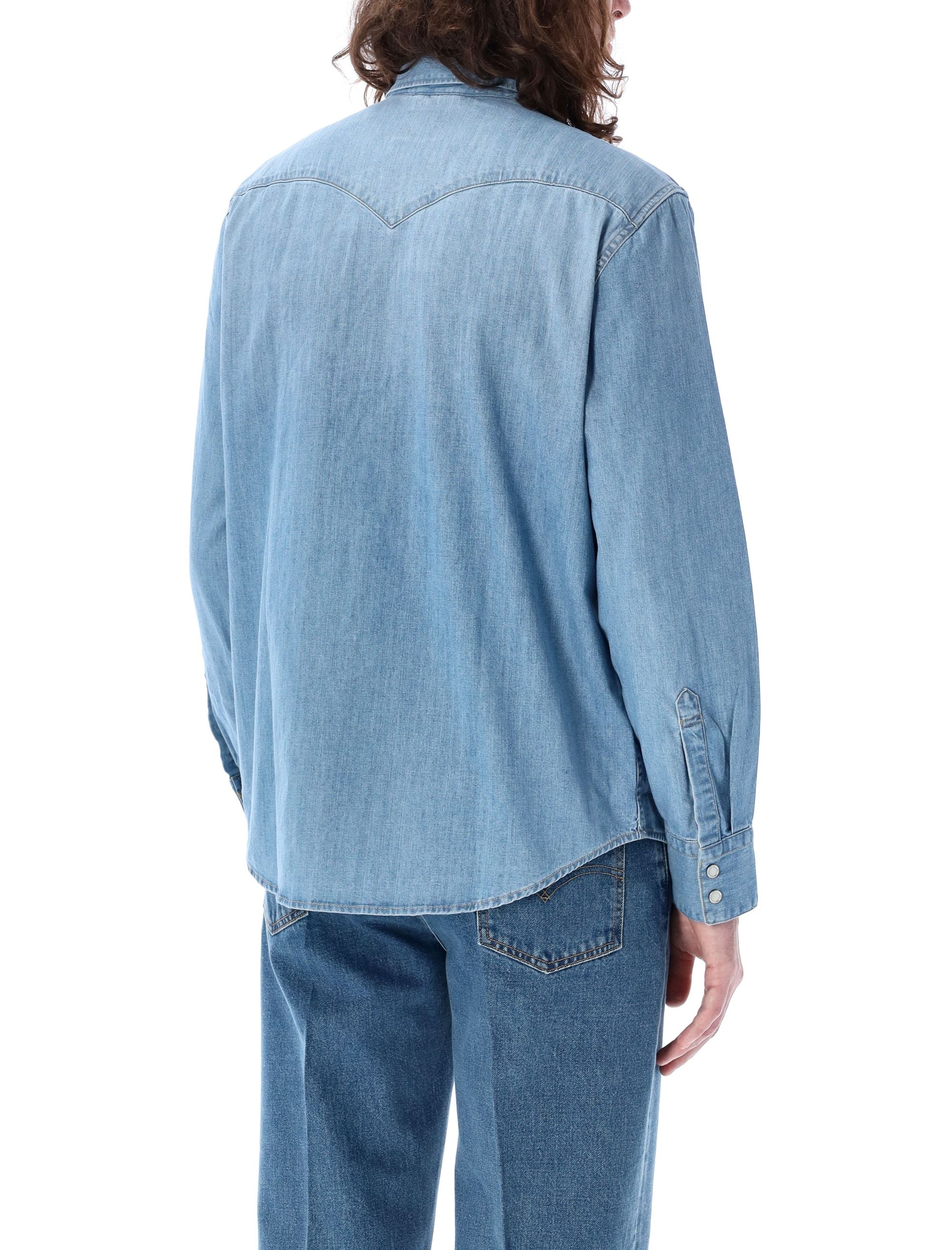 Barstow western shirt Light Blue Cotton