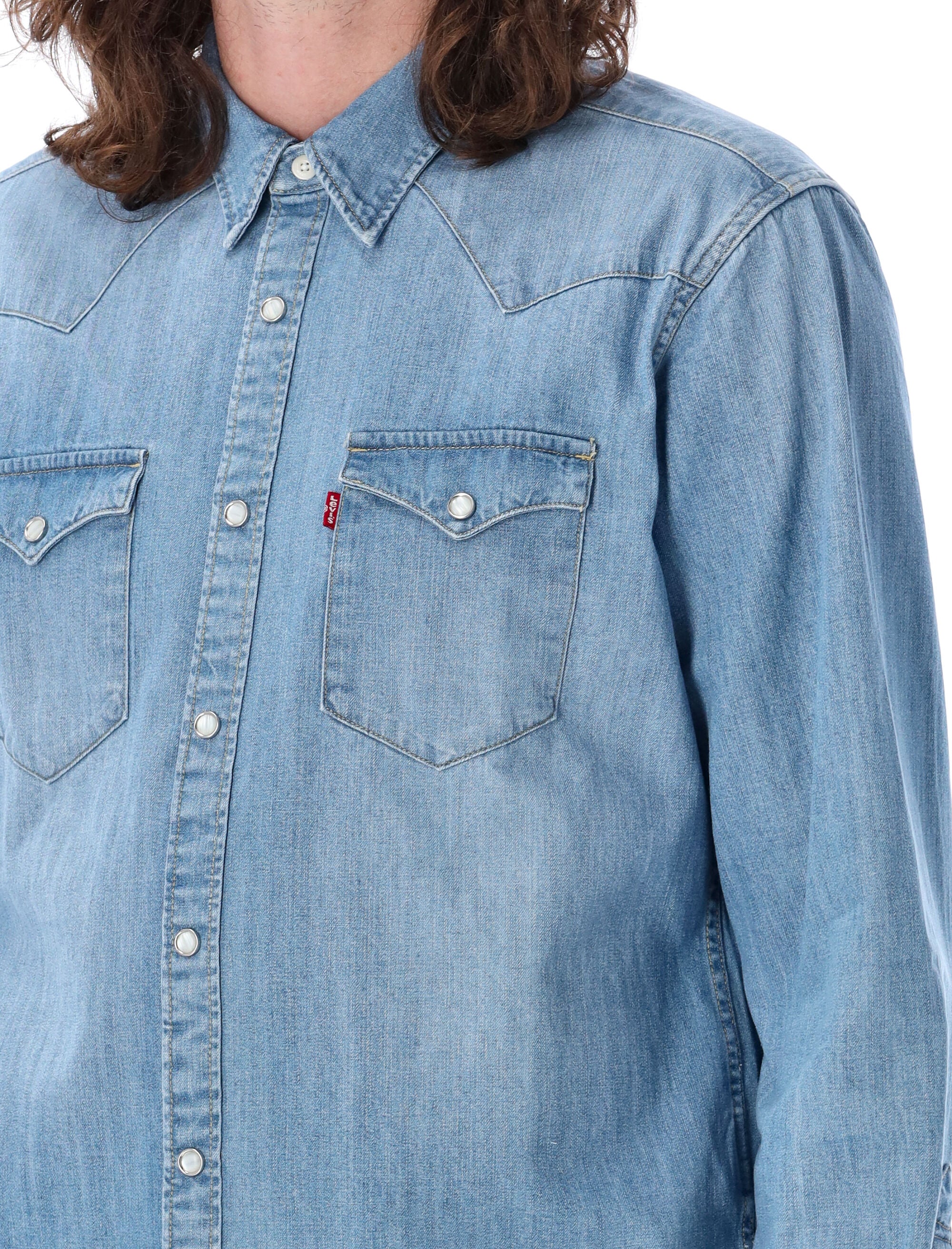 Barstow western shirt Light Blue Cotton