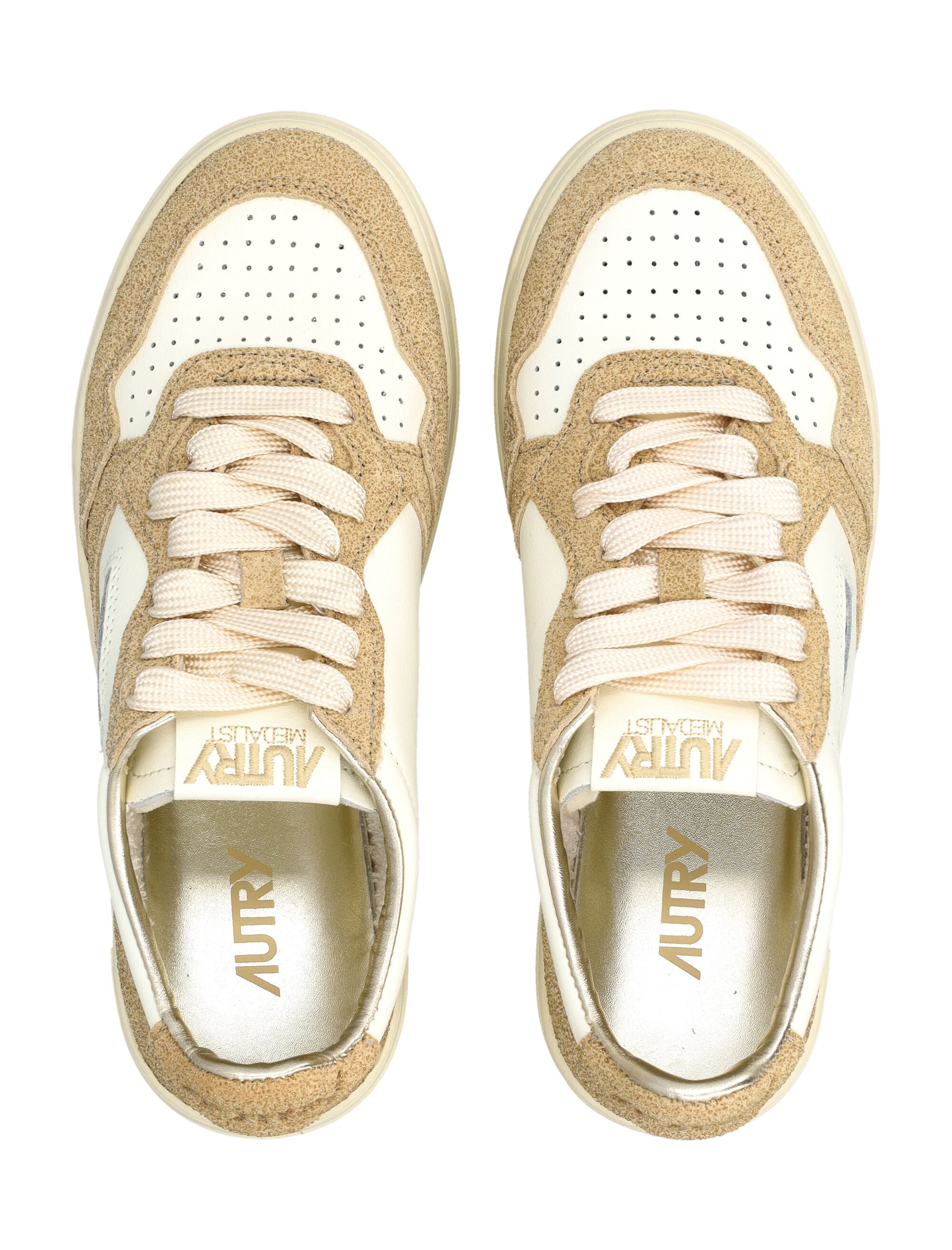 Autry Medalist Low Womans Sneakers Leather Stars Marsh Sand Upper