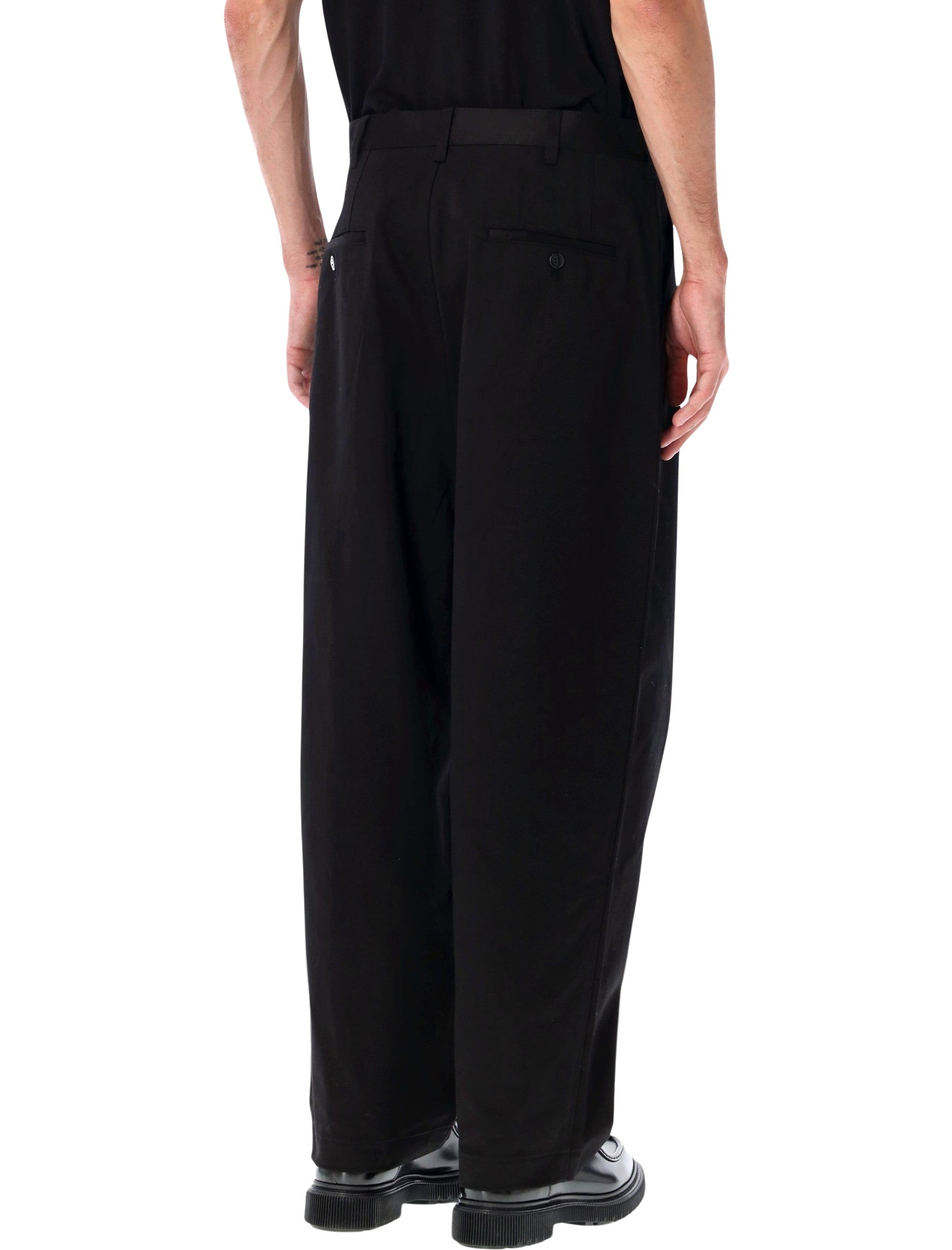 Junya Watanabe Wide-Leg Cotton Trousers Black Pant