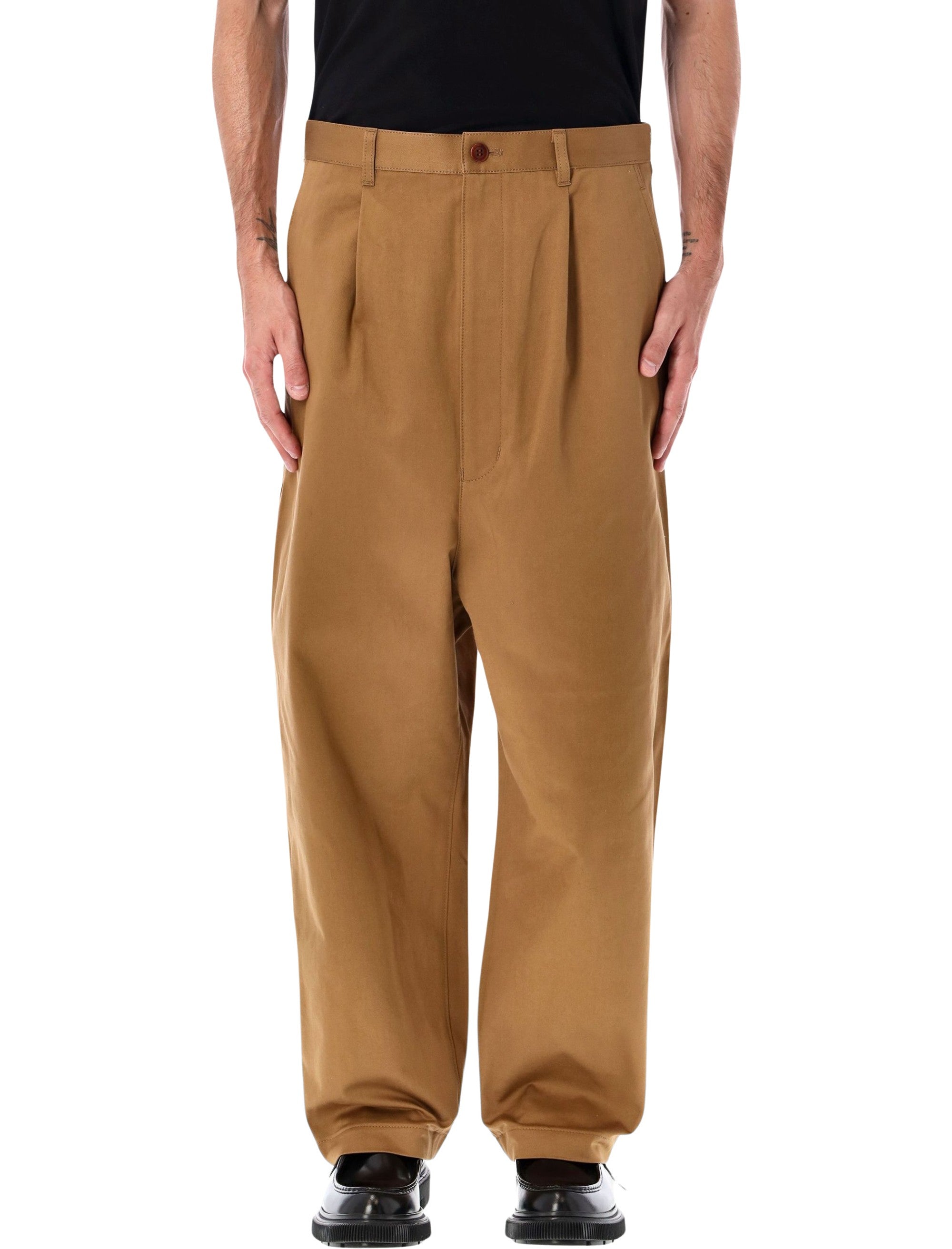 Junya Watanabe Wide-Leg Cotton Trousers Beige Pant