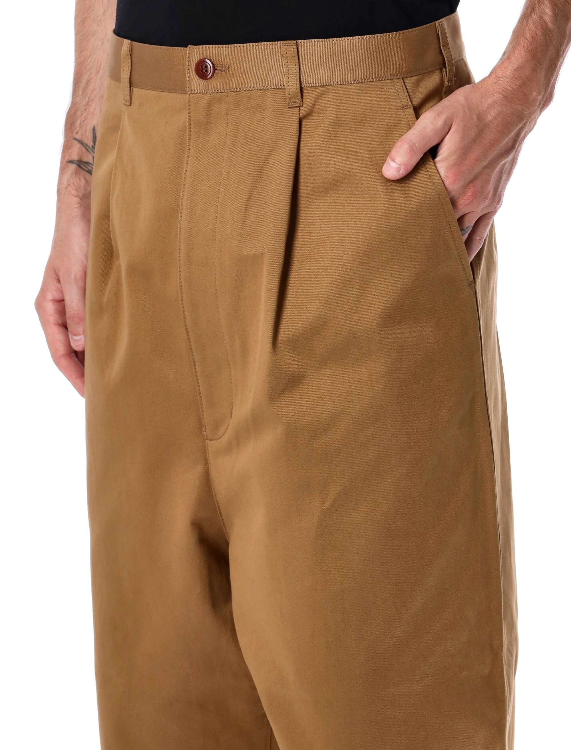 Junya Watanabe Wide-Leg Cotton Trousers Beige Pant