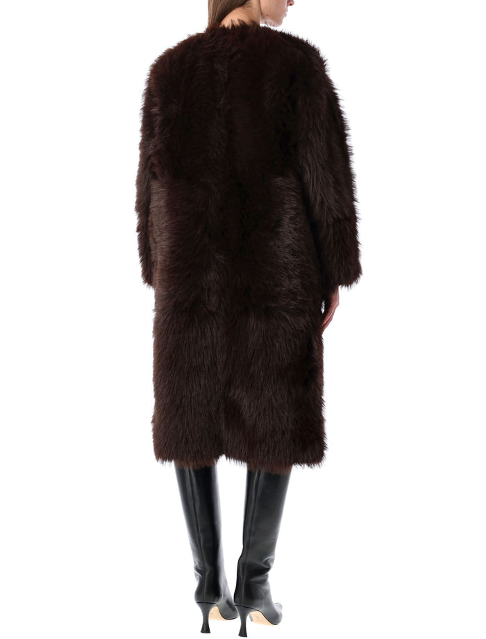 Faux fur coat with suede interior Chocolate