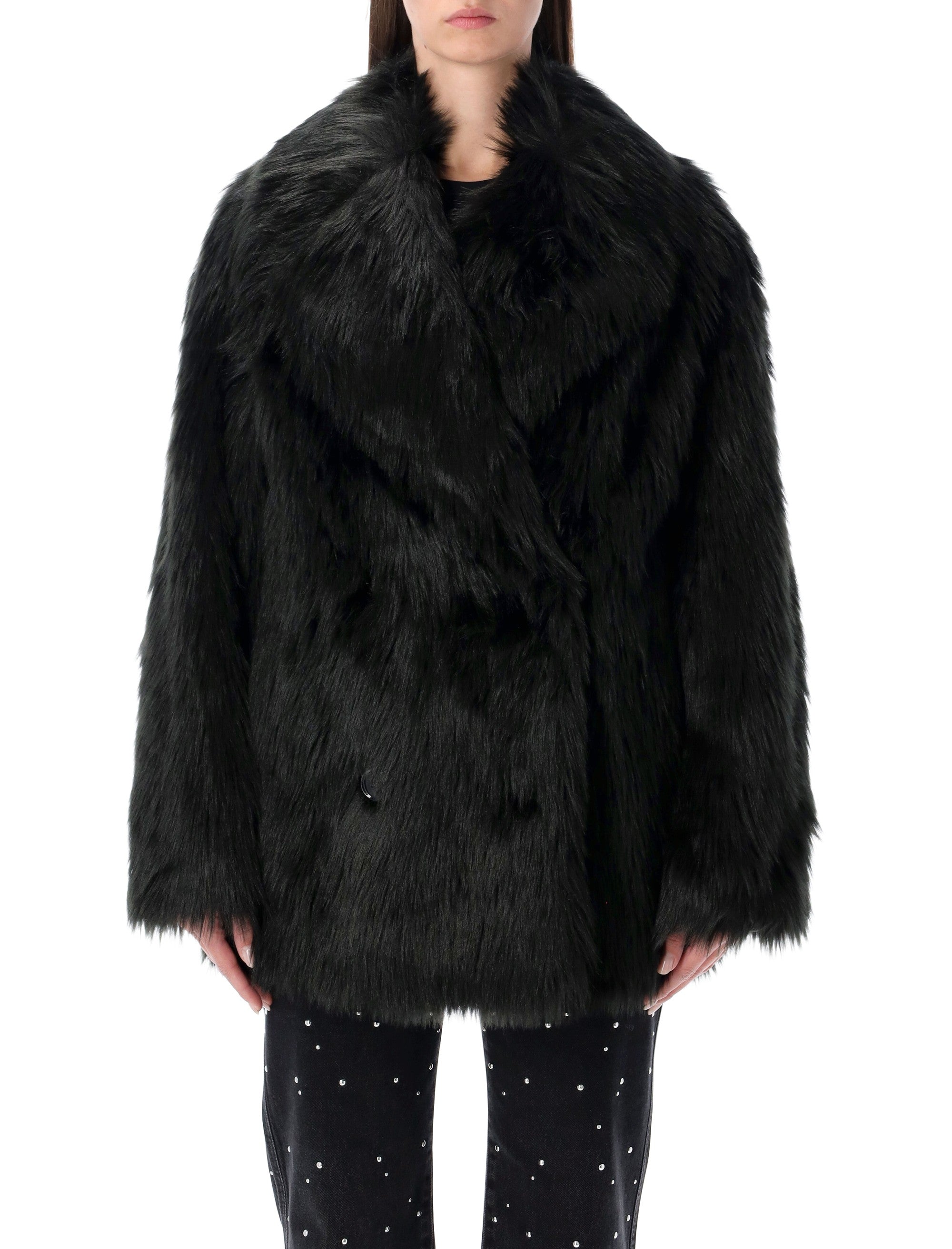 Stand Studio Katalina faux fur coat Black Acrylic Jacket