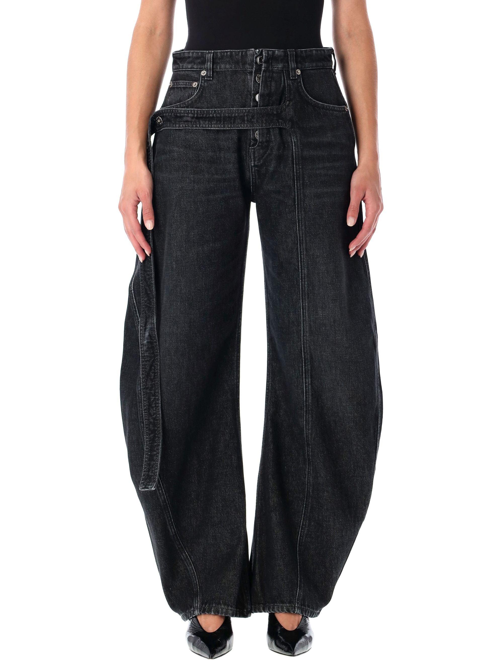 Black Denim Strap Loose-Fit Jeans Paul Gaultier Vintage Cotton
