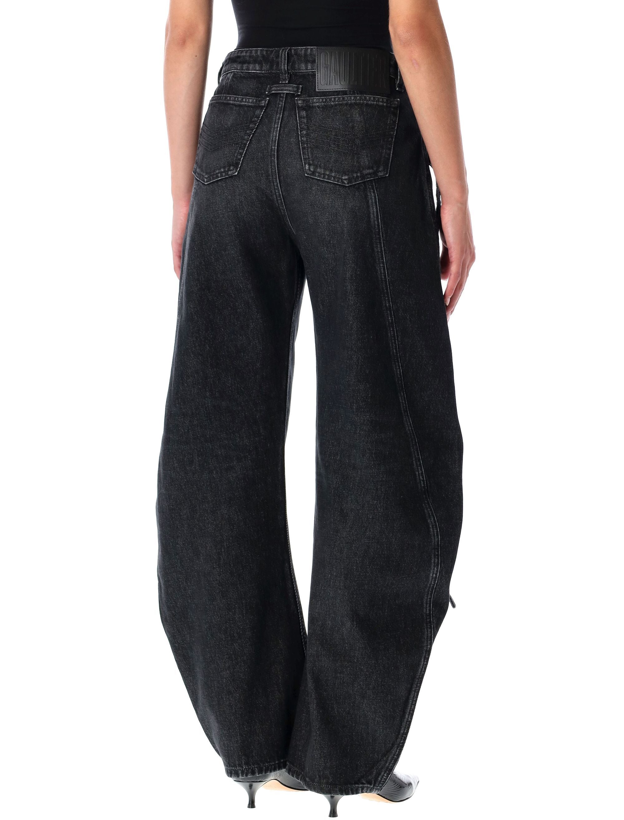 Black Denim Strap Loose-Fit Jeans Paul Gaultier Vintage Cotton
