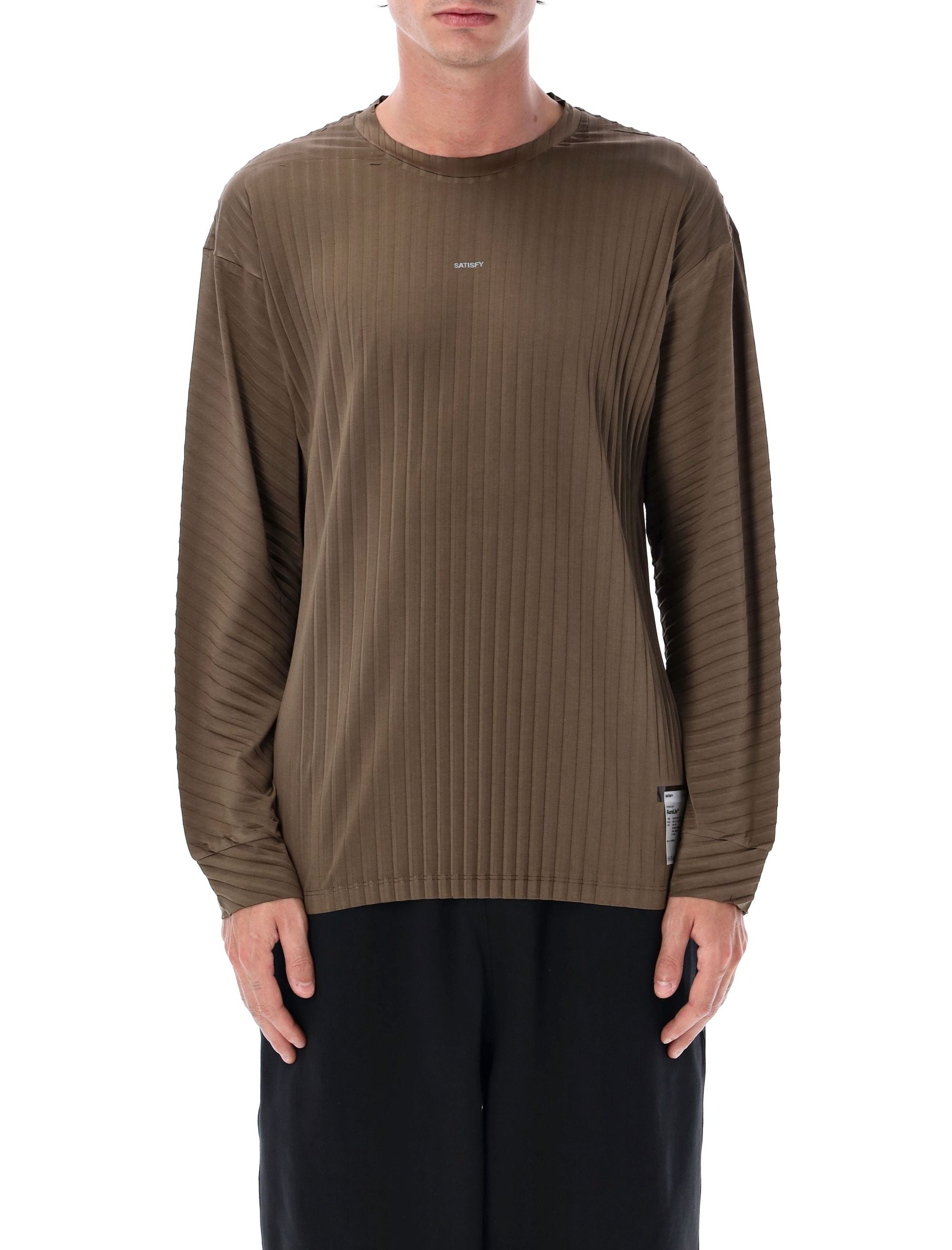 Satisfy AuraLite pleated olive long-sleeve t-shirt Recycled Polyester