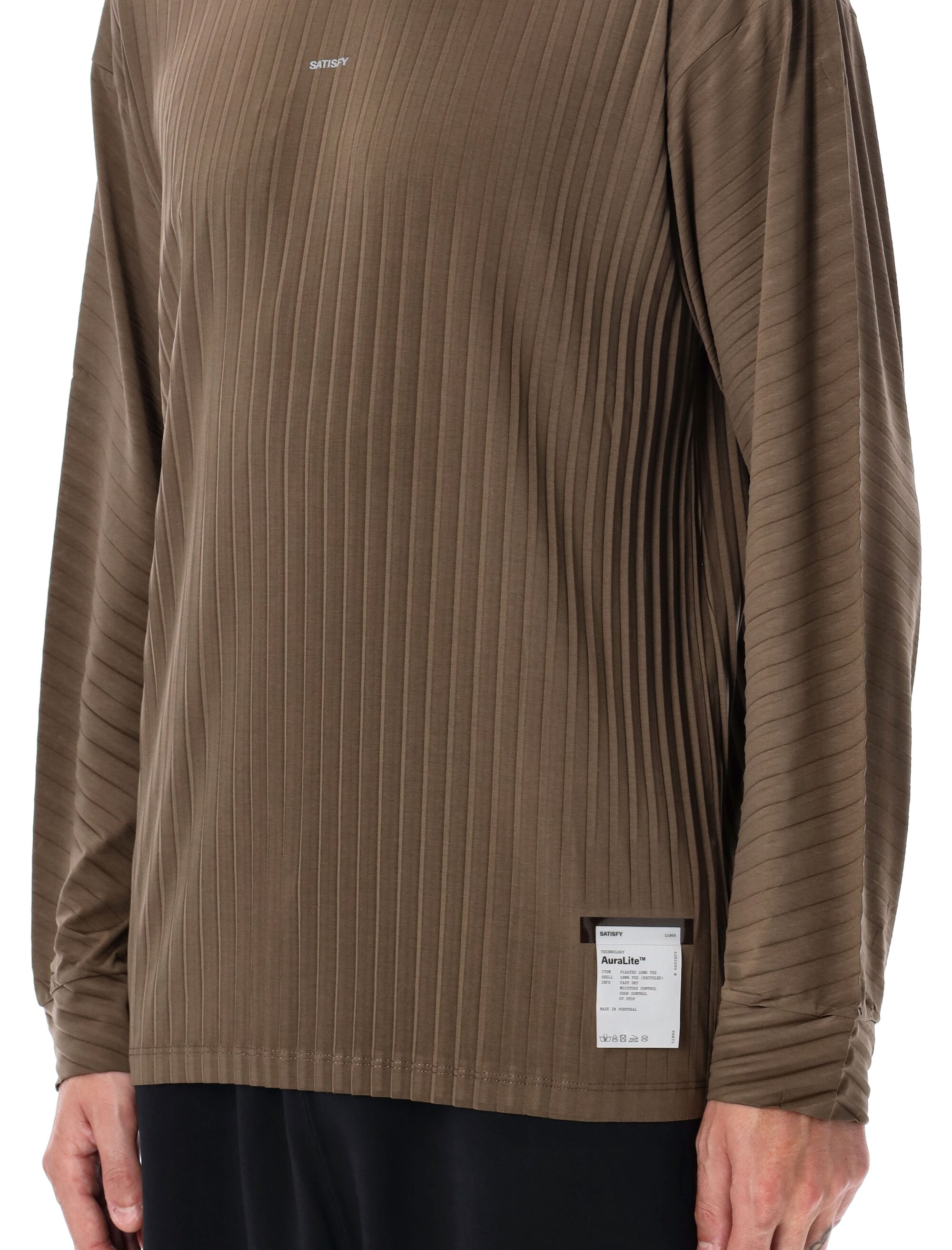 Satisfy AuraLite pleated olive long-sleeve t-shirt Recycled Polyester