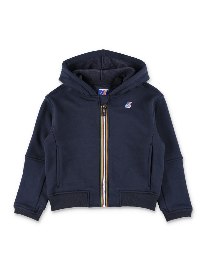 K-Way Pros brushed fleece zip-Up hoodie for kids Navy Polyester Sweatshirt