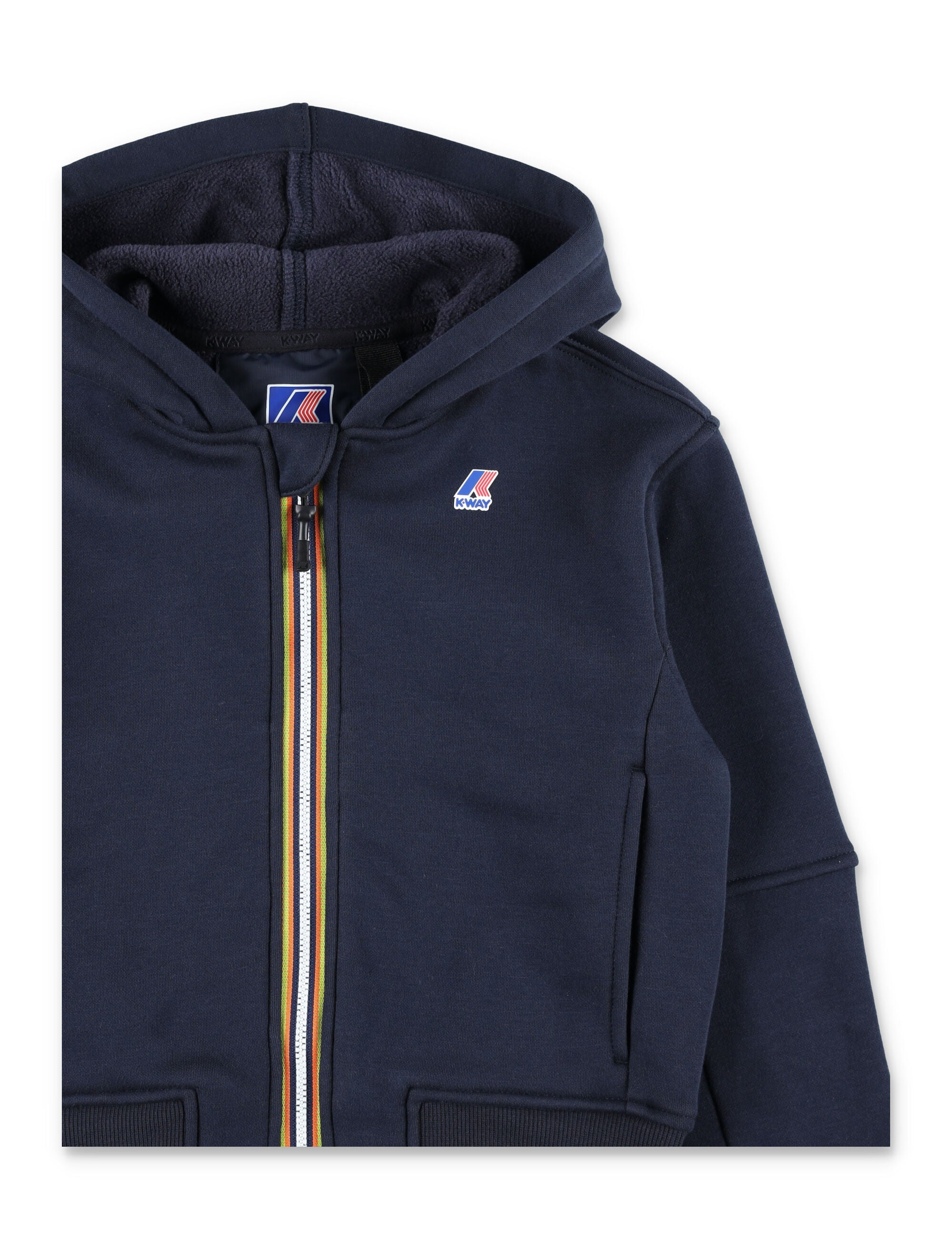 K-Way Pros brushed fleece zip-Up hoodie for kids Navy Polyester Sweatshirt