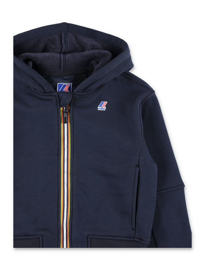 K-Way Pros brushed fleece zip-Up hoodie for kids Navy Polyester Sweatshirt