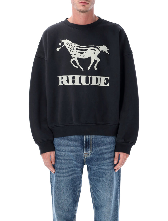 Rhude Dinero cotton crewneck sweatshirt Vintage Black