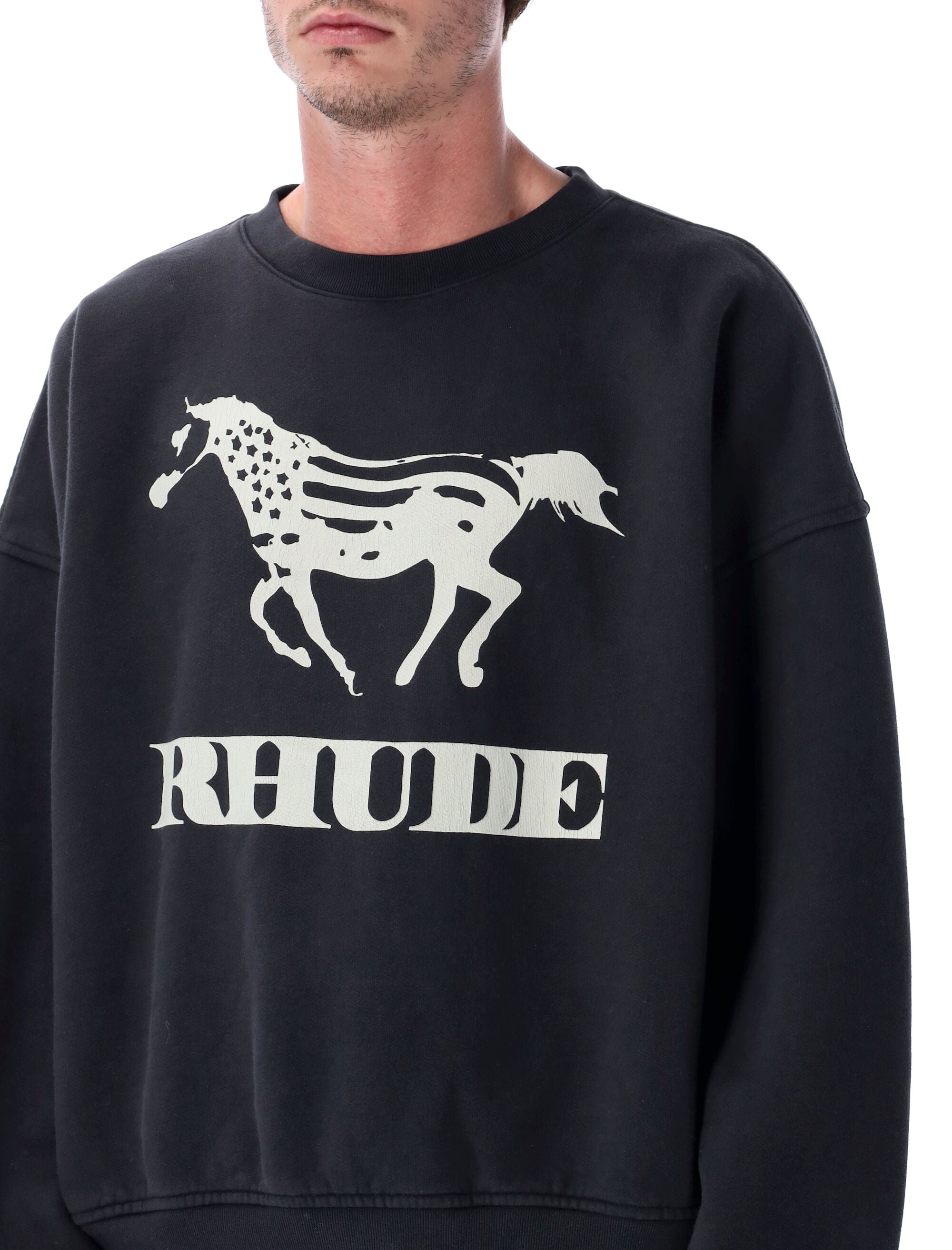 Rhude Dinero cotton crewneck sweatshirt Vintage Black