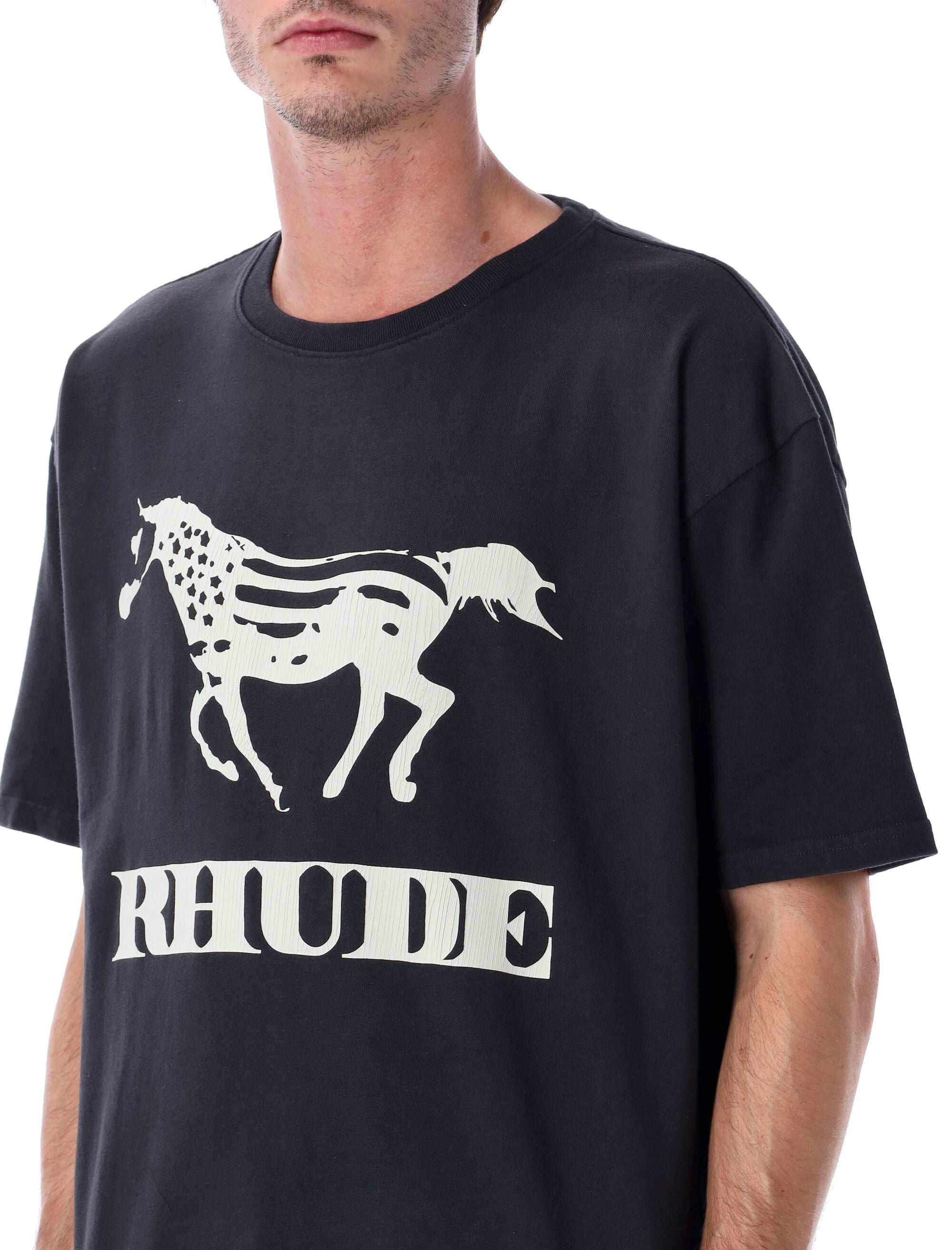 Rhude Dinero graphic cotton t-shirt Vintage Black