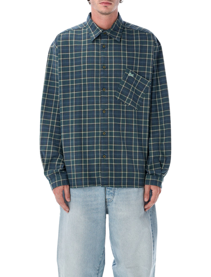 Erl Green Cotton Check Shirt