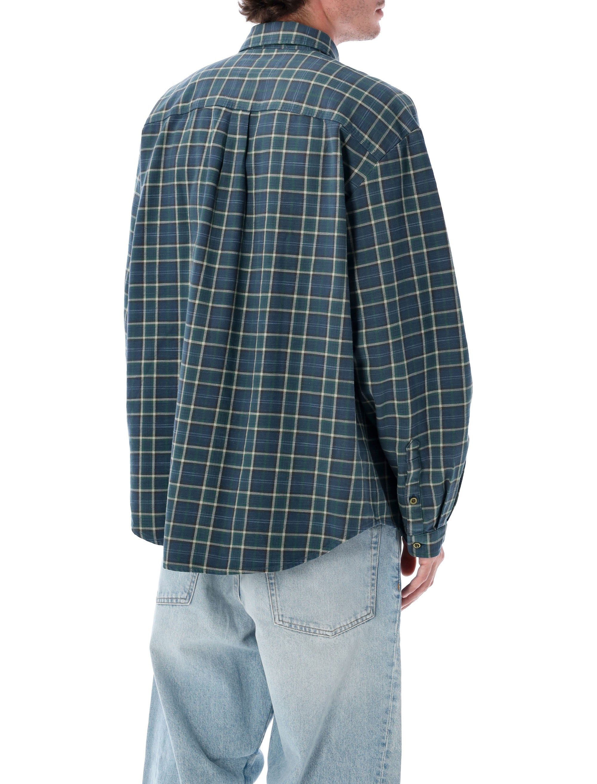 Erl Green Cotton Check Shirt