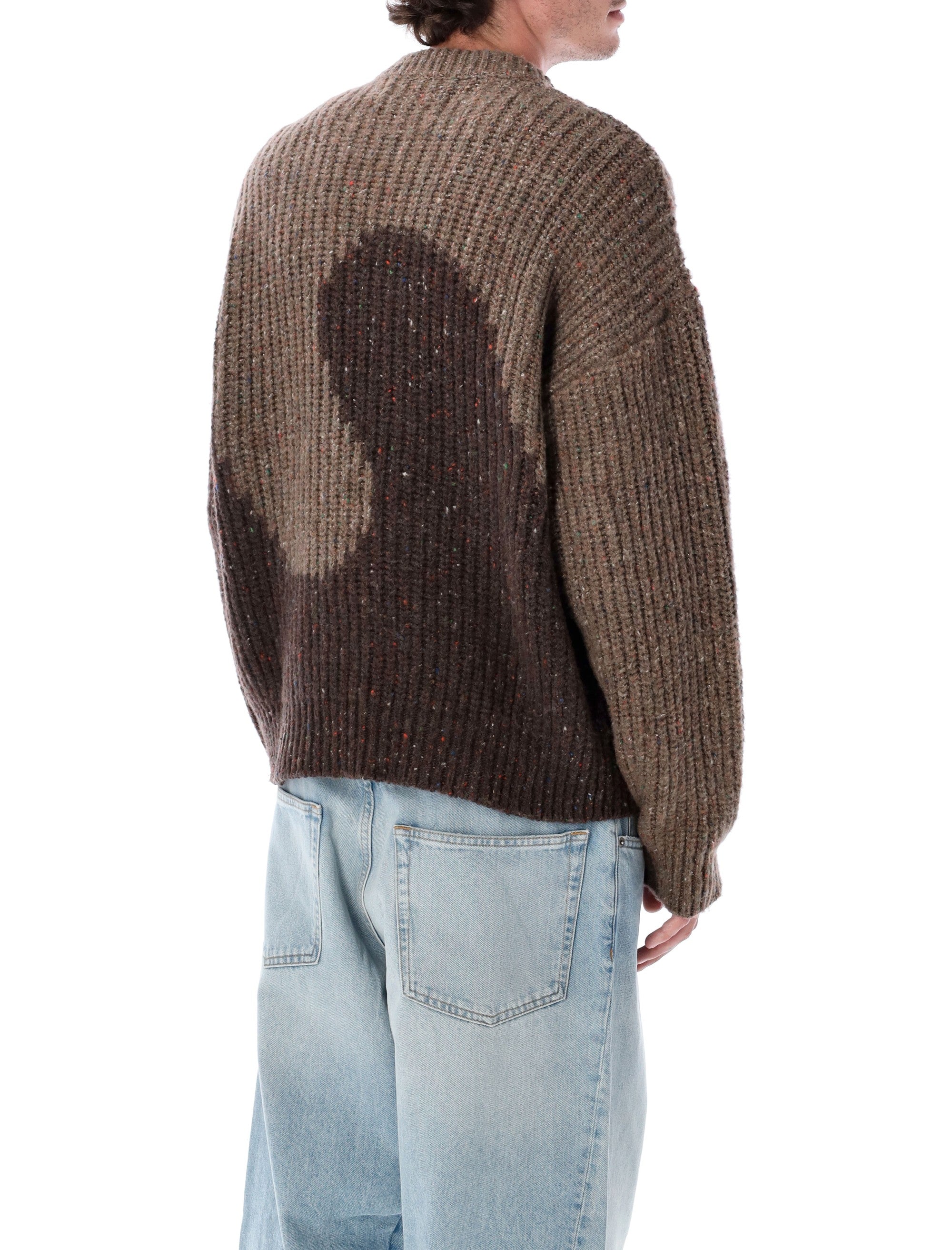 Erl Brown Swirl Wool Crewneck Sweater
