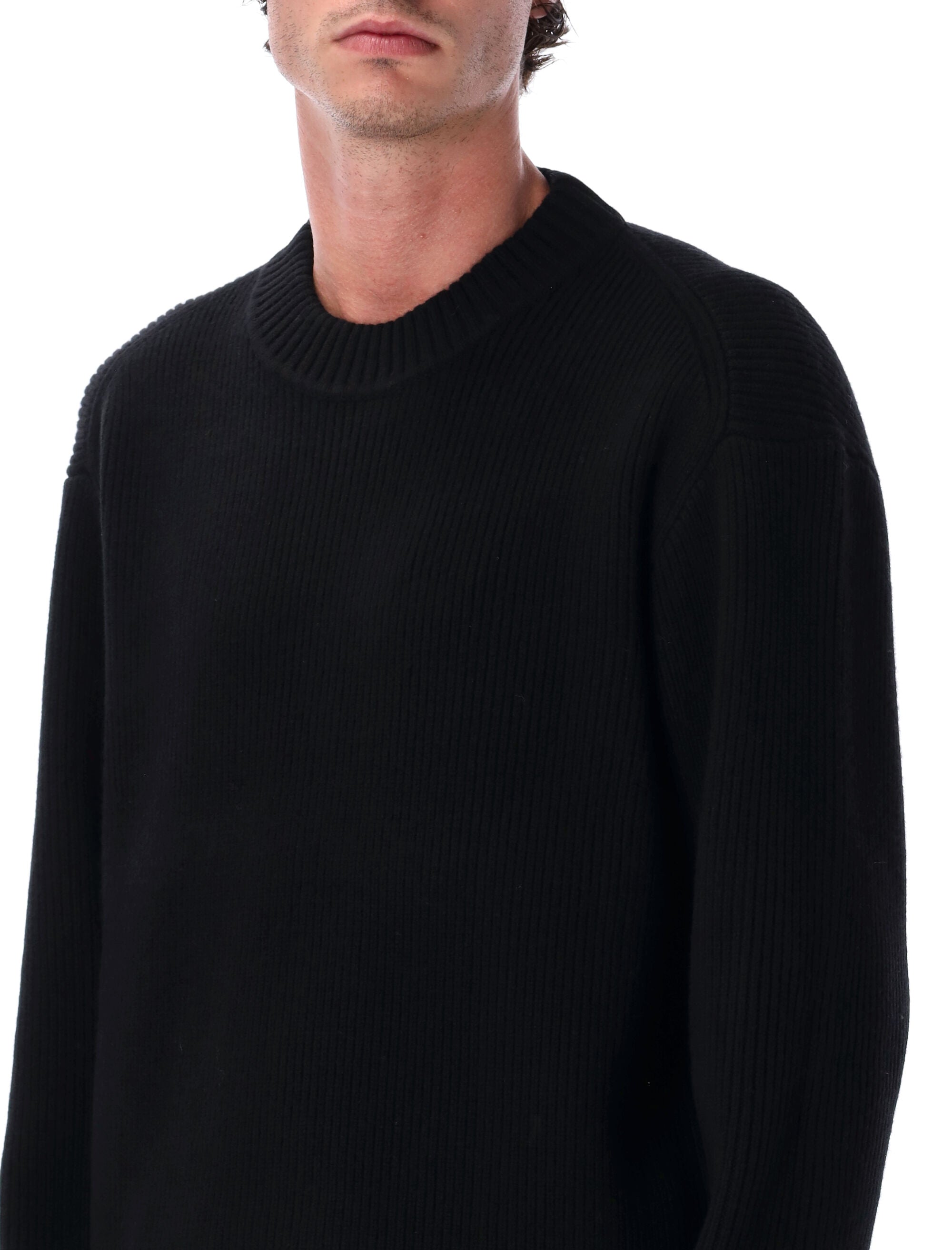 Wool Naval Crew sweater Berner Kühl Black Knitwear
