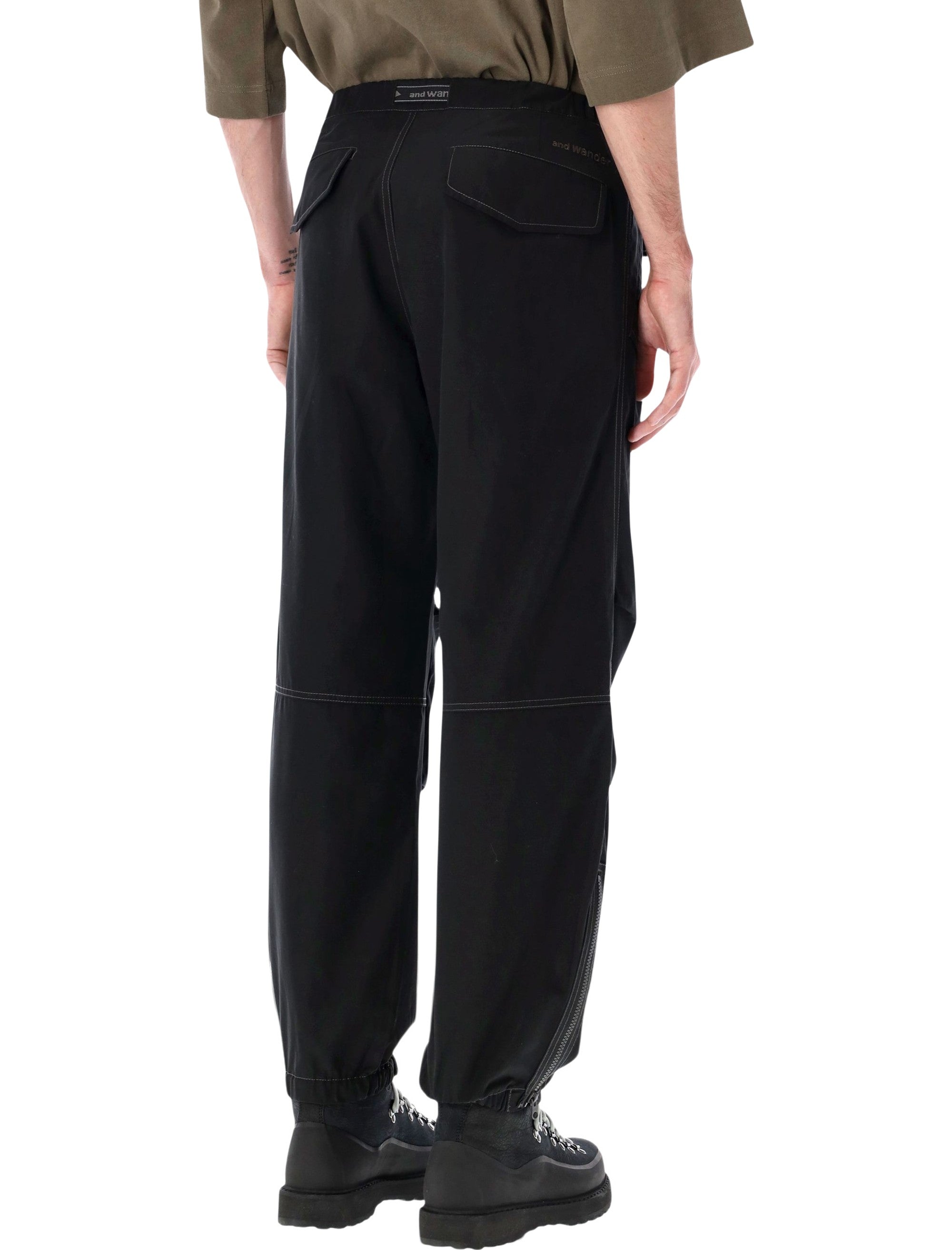 And Wander High Count cloth side zip hem pants Black Polyester