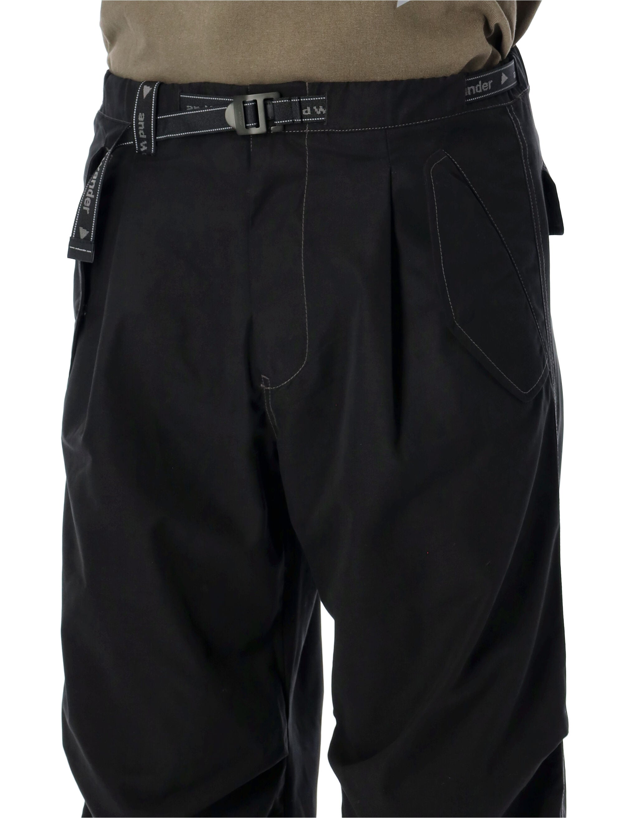 And Wander High Count cloth side zip hem pants Black Polyester