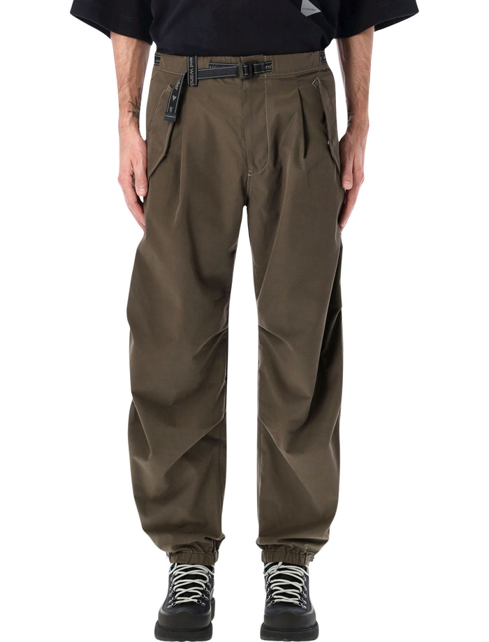 And Wander High Count cloth side zip hem pants Khaki Polyester