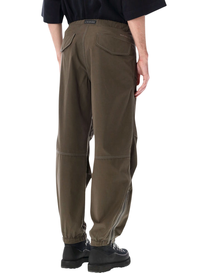 And Wander High Count cloth side zip hem pants Khaki Polyester