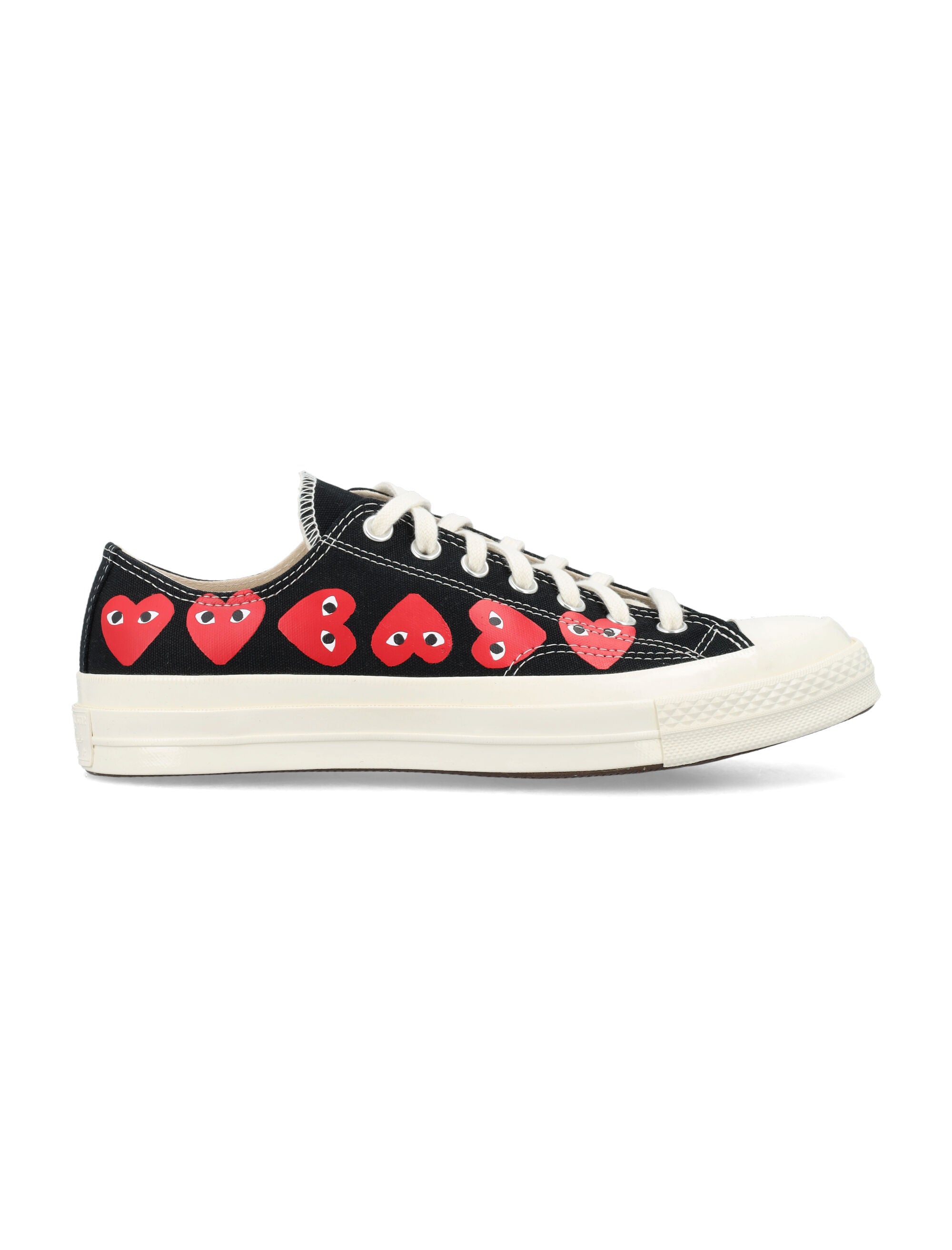 Multi heart low top Black Cotton Sole Sneaker
