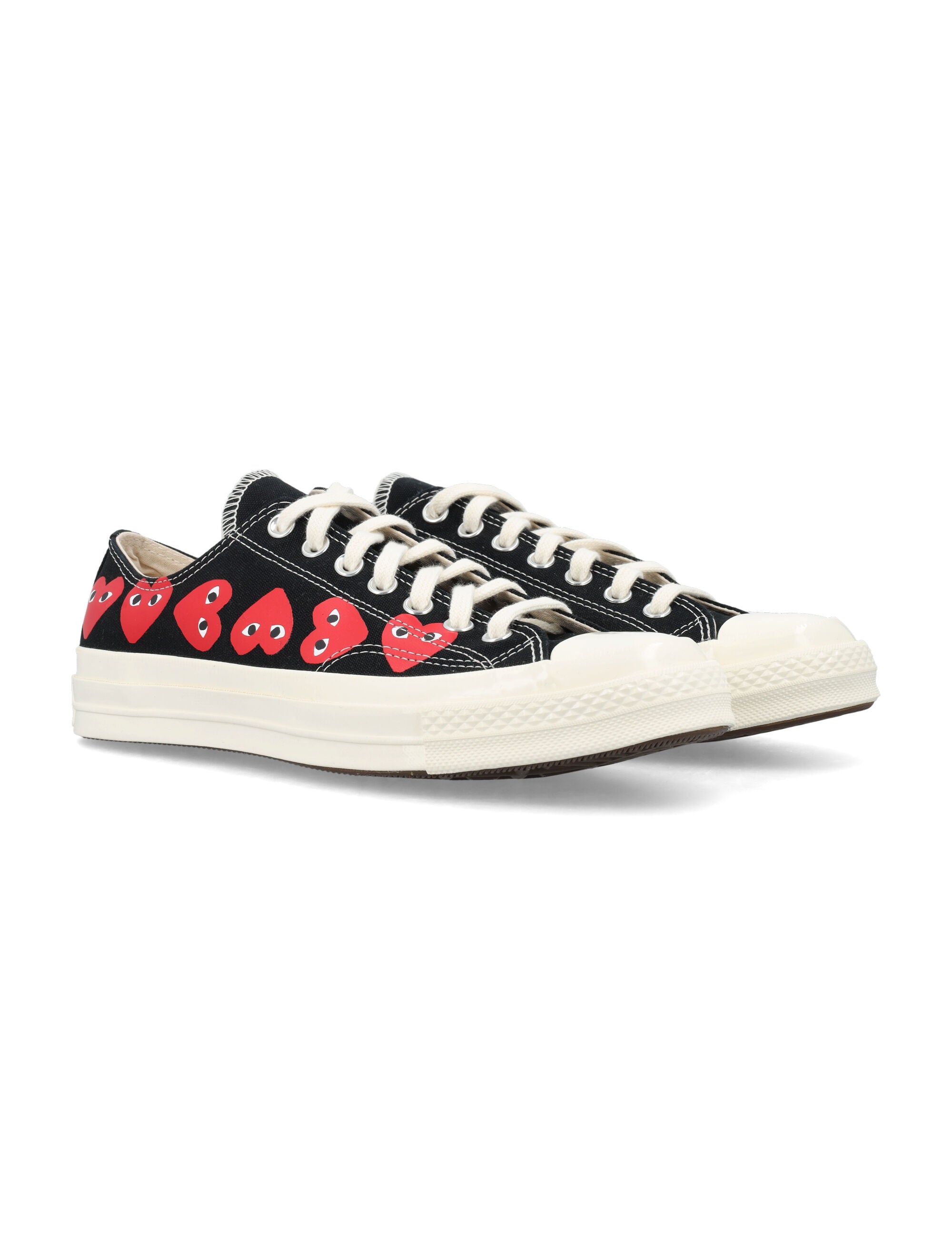 Multi heart low top Black Cotton Sole Sneaker
