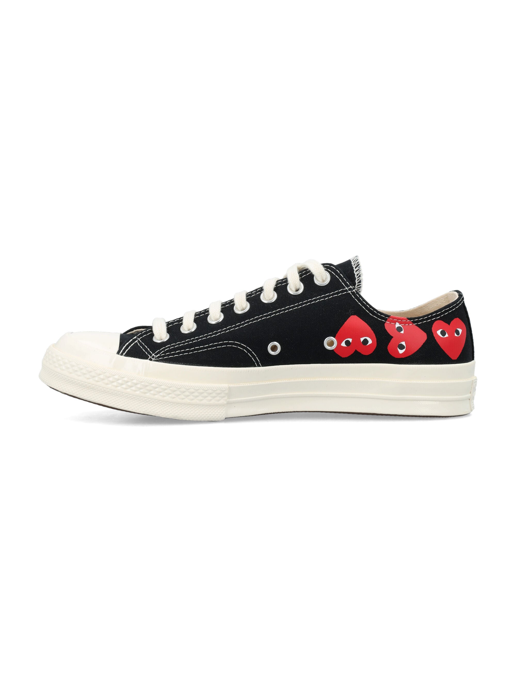 Multi heart low top Black Cotton Sole Sneaker