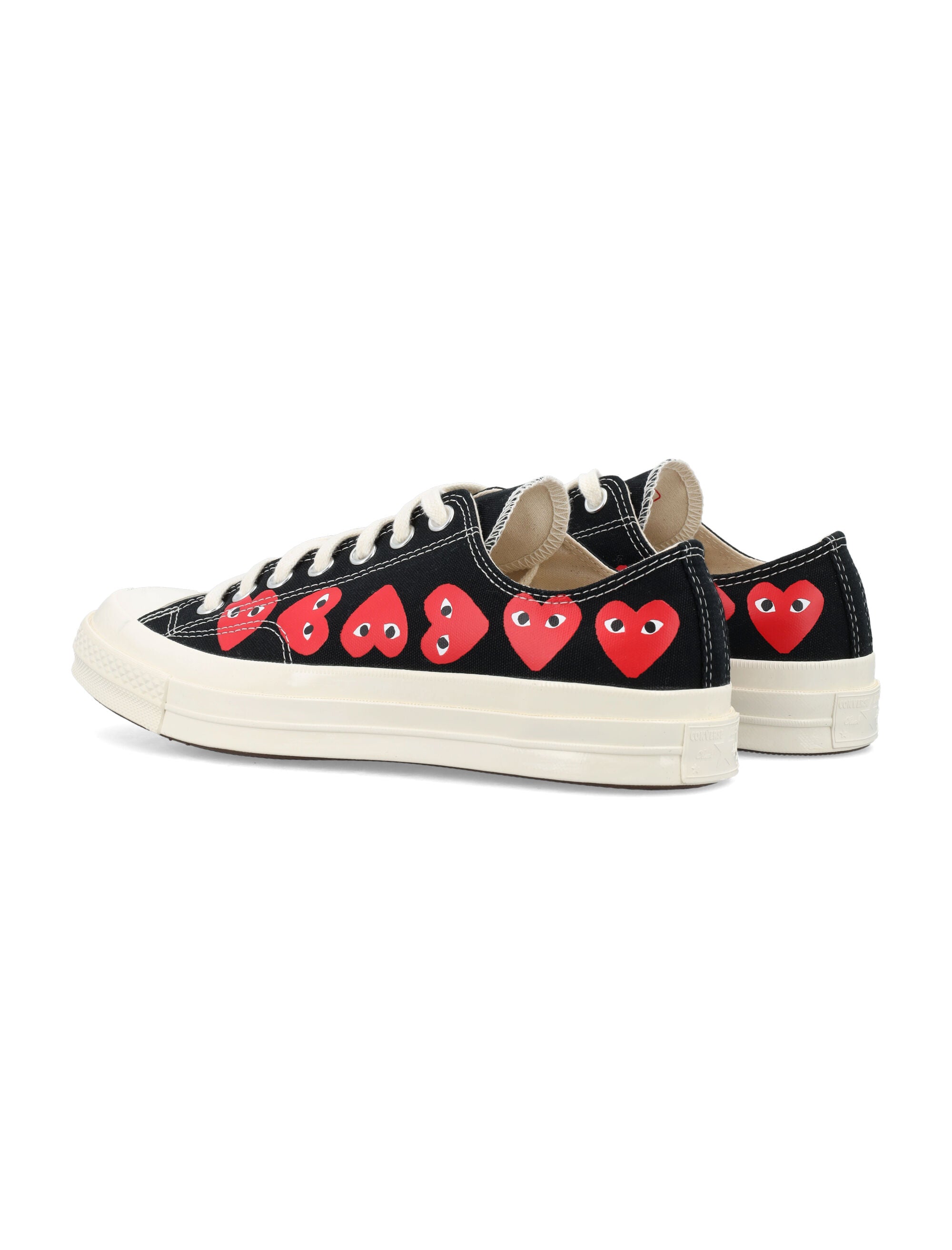 Multi heart low top Black Cotton Sole Sneaker