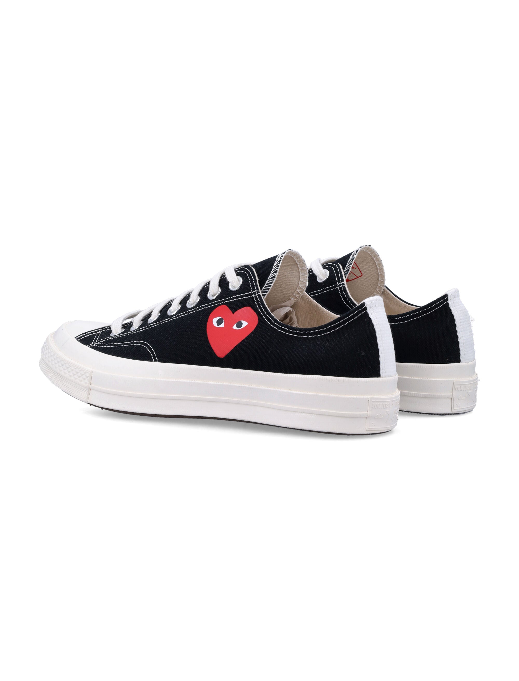 Small Heart Low Top Black Cotton Sole Sneaker
