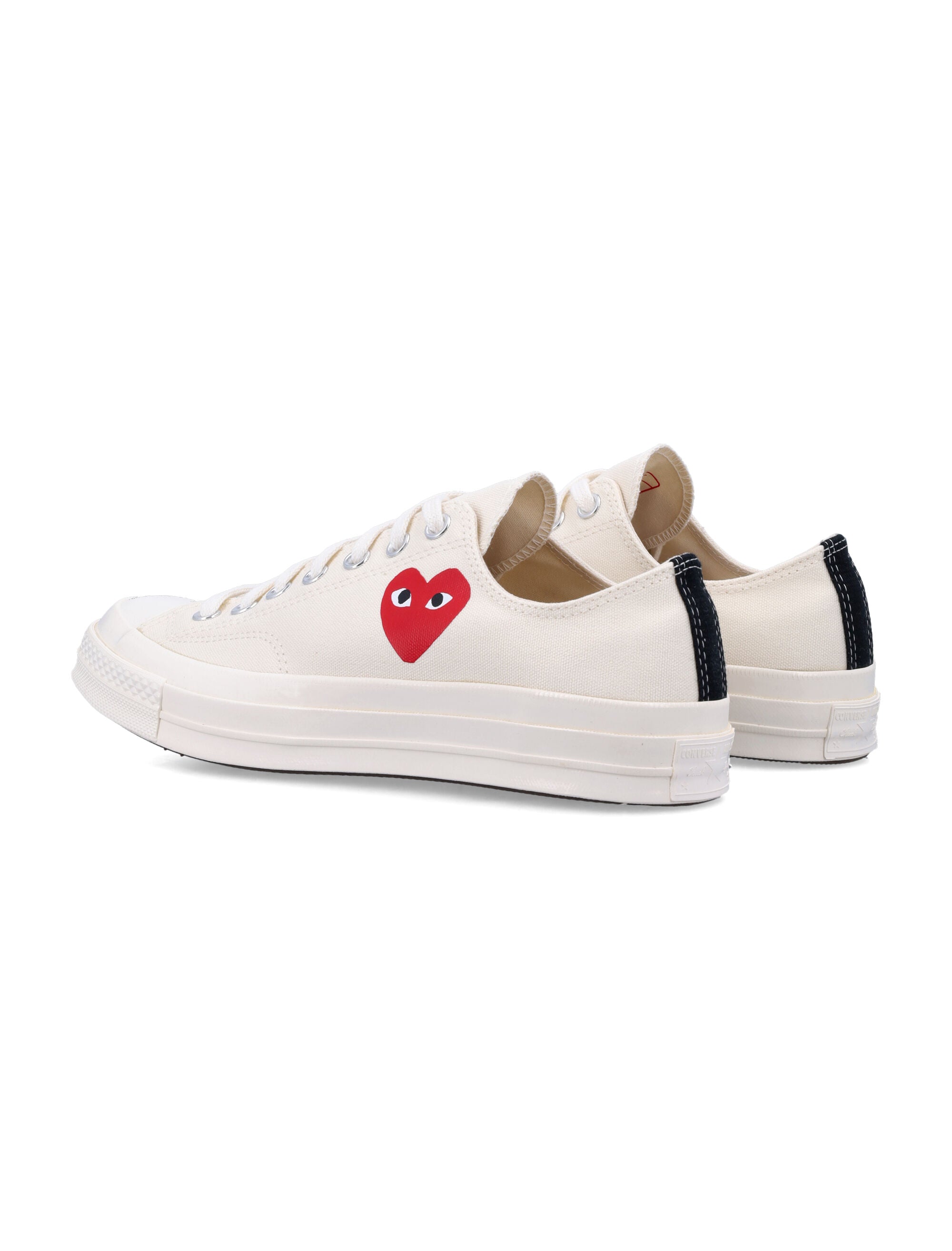 Small Heart Low Top White Cotton Sole Sneaker