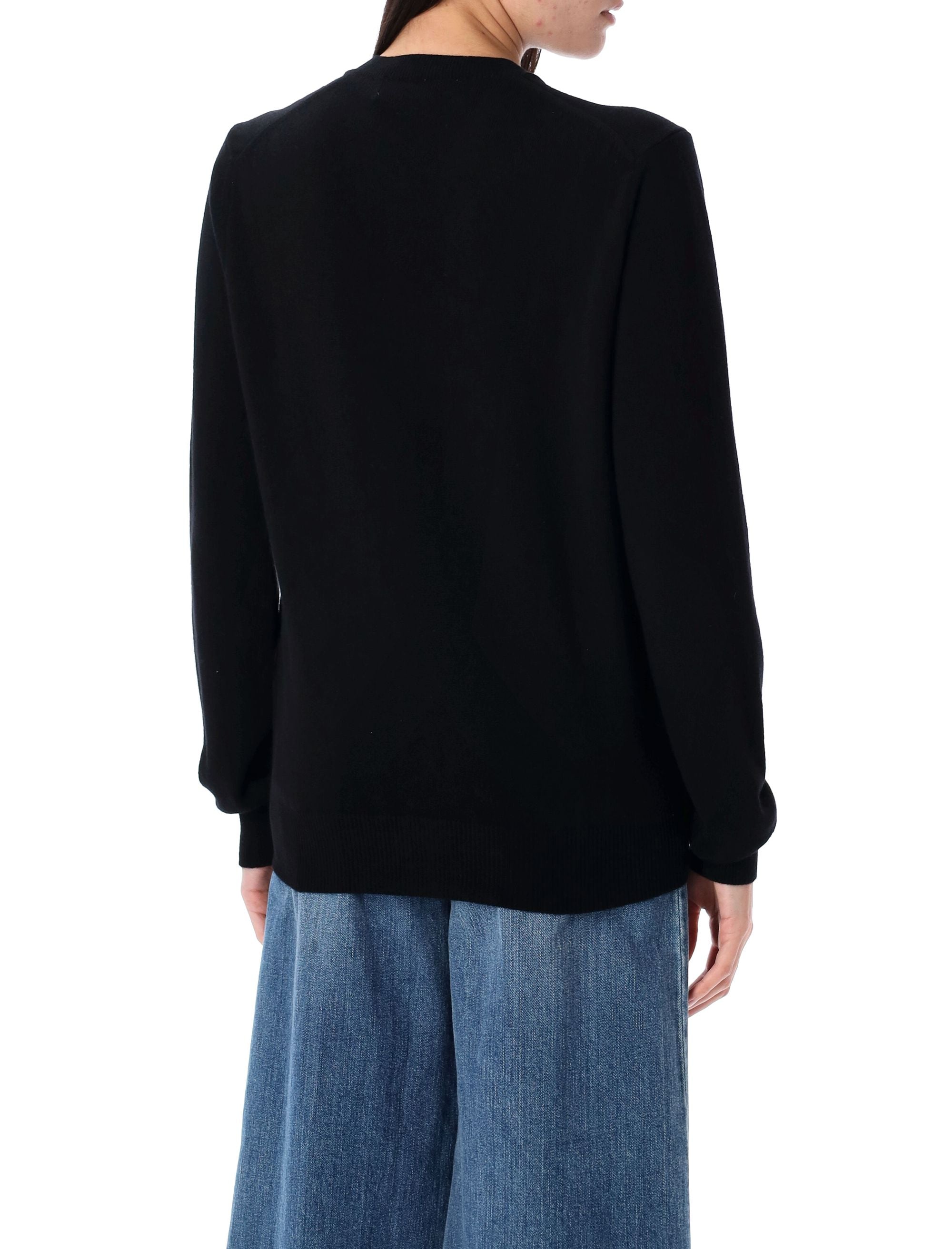 Comme Des Garçons Play Wool Cardigan With Red Heart Black
