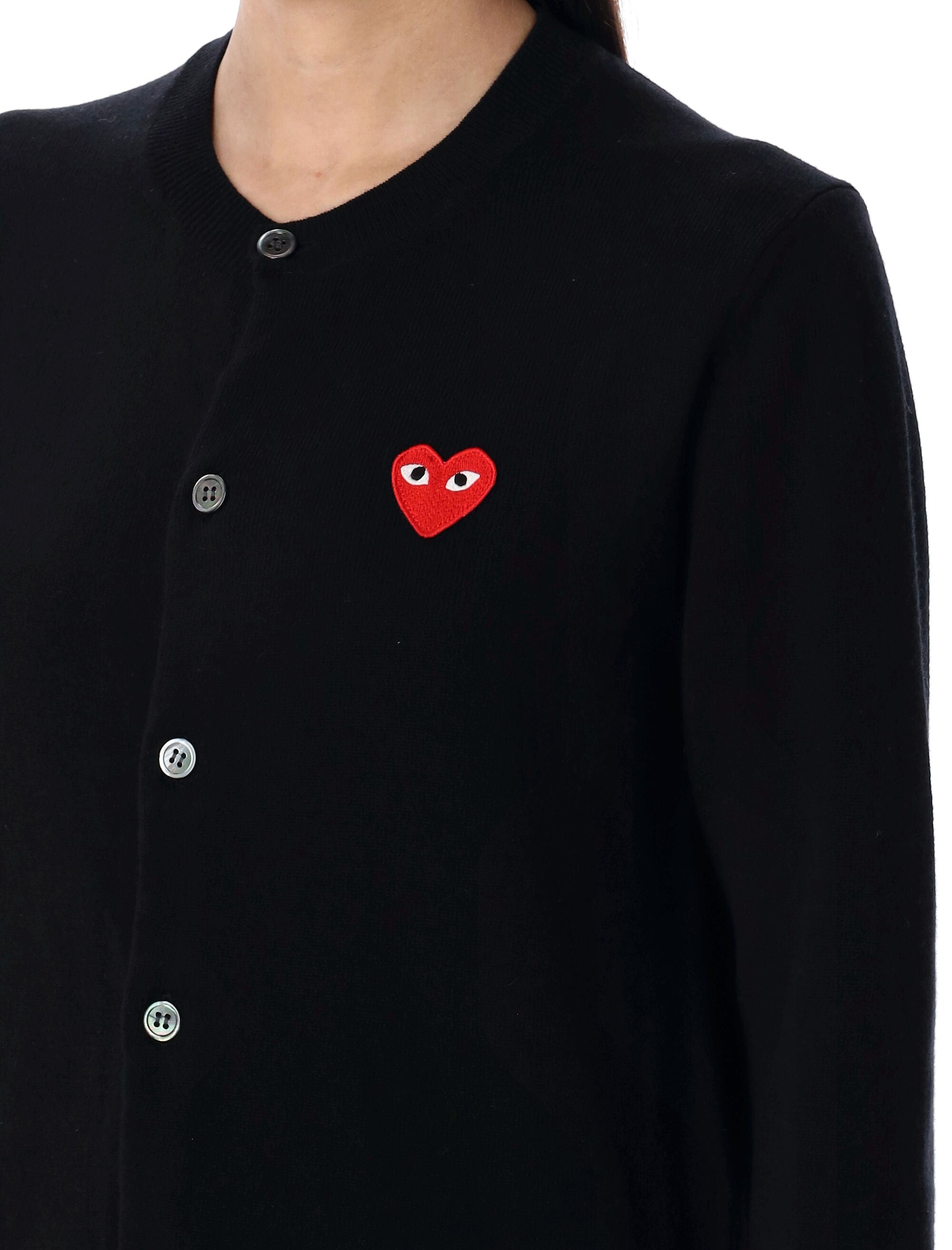 Comme Des Garçons Play Wool Cardigan With Red Heart Black