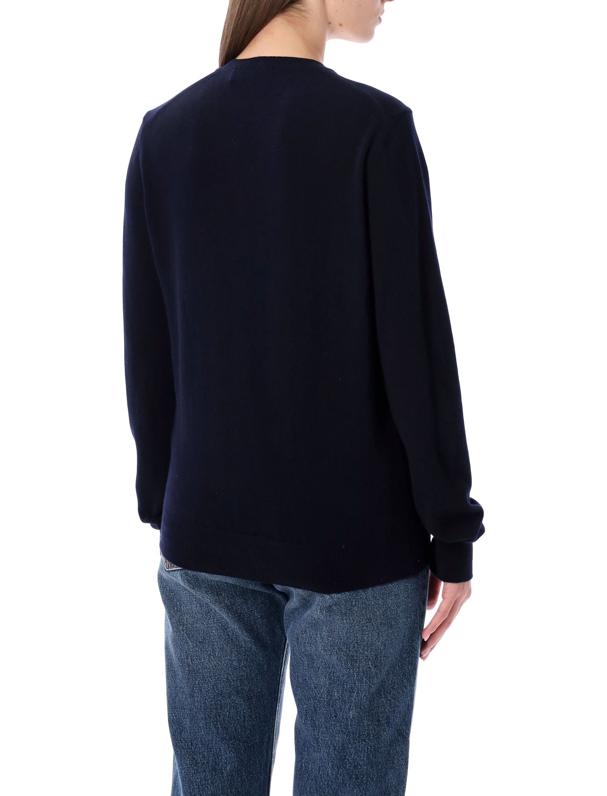 Comme des Garçons Play wool cardigan with red heart Navy