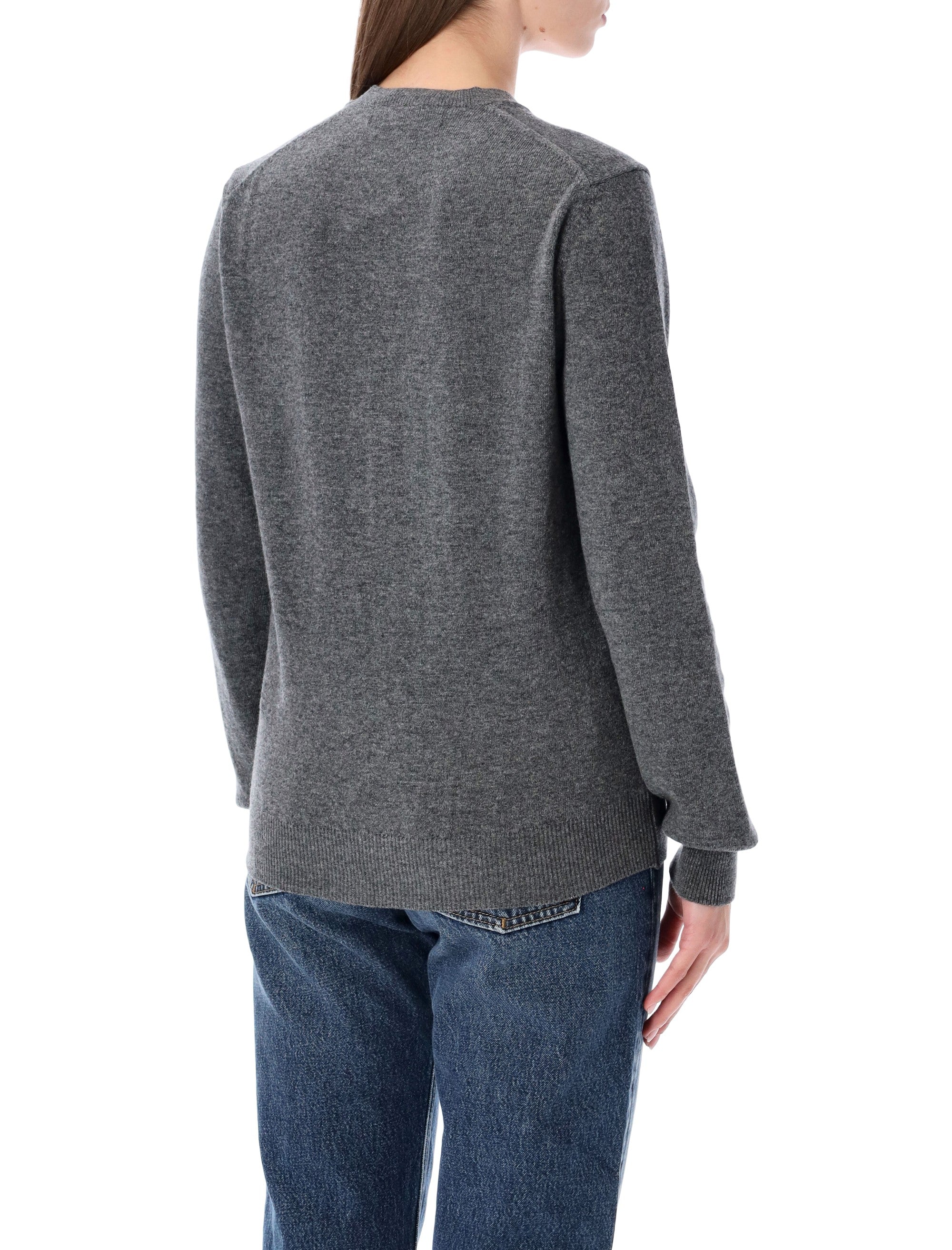 Comme des Garçons Play wool cardigan with red crystal heart Grey