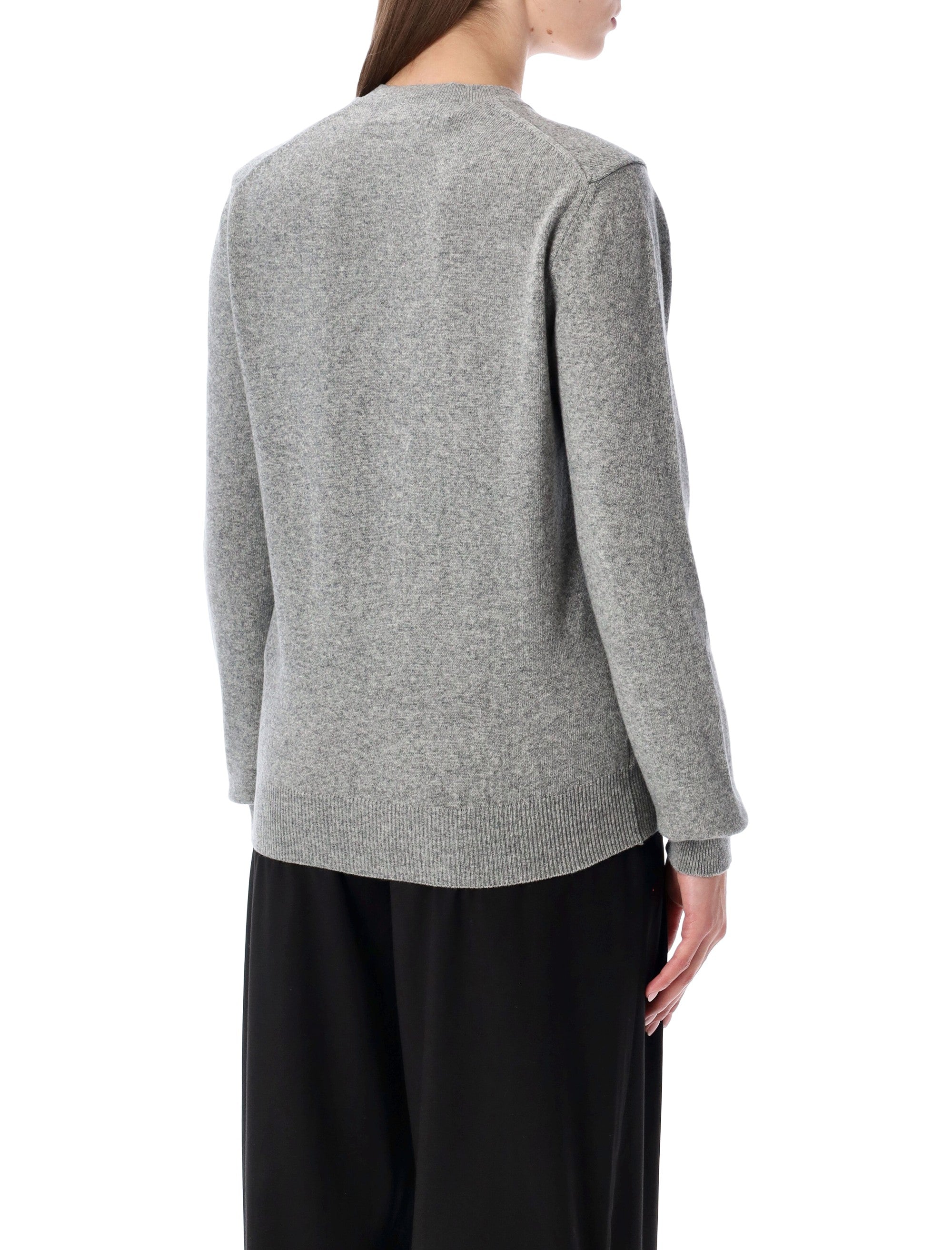 Comme des Garçons Play wool cardigan with crystal heart Light Grey