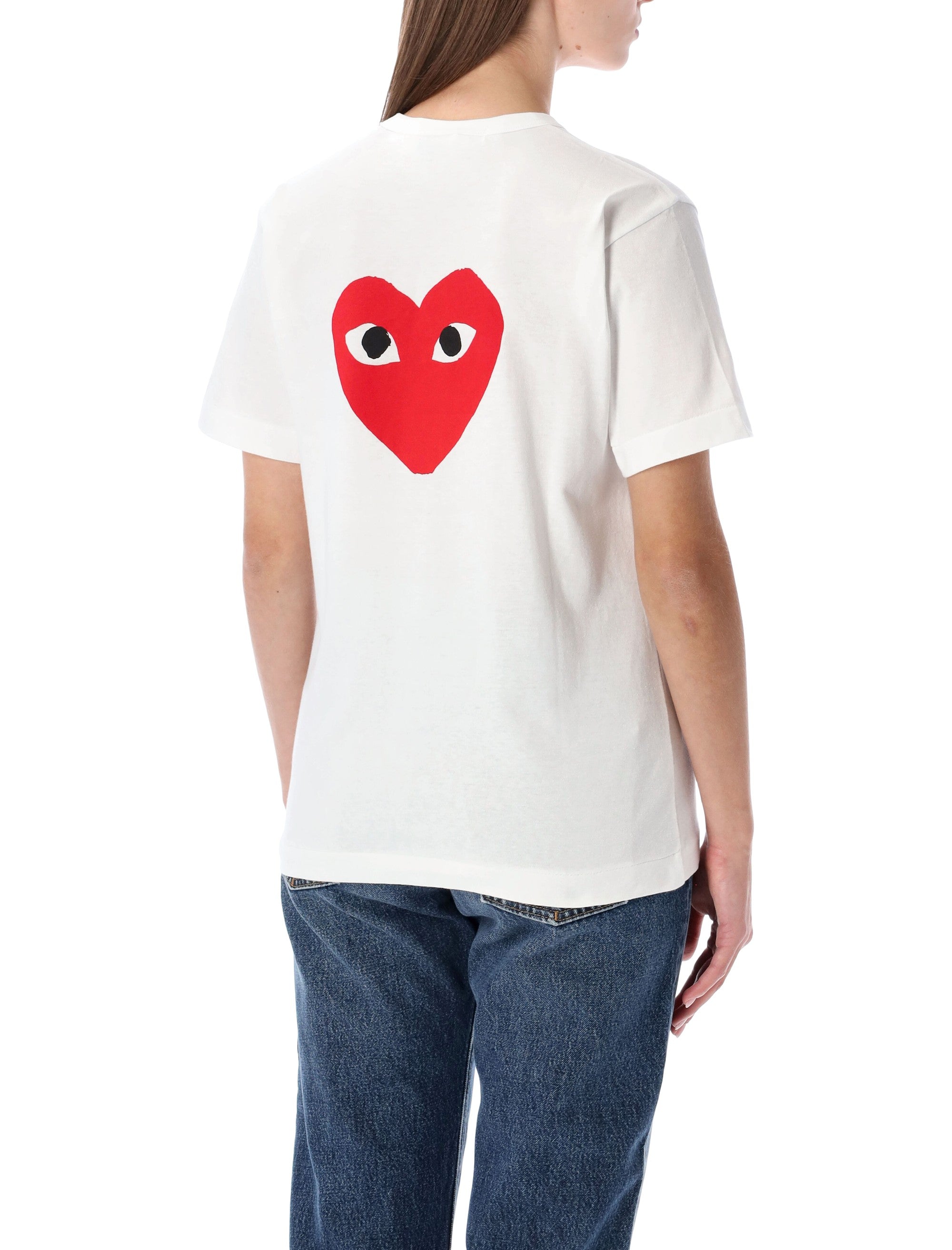 Comme des Garçons Play white cotton t-shirt with double heart Tshirt