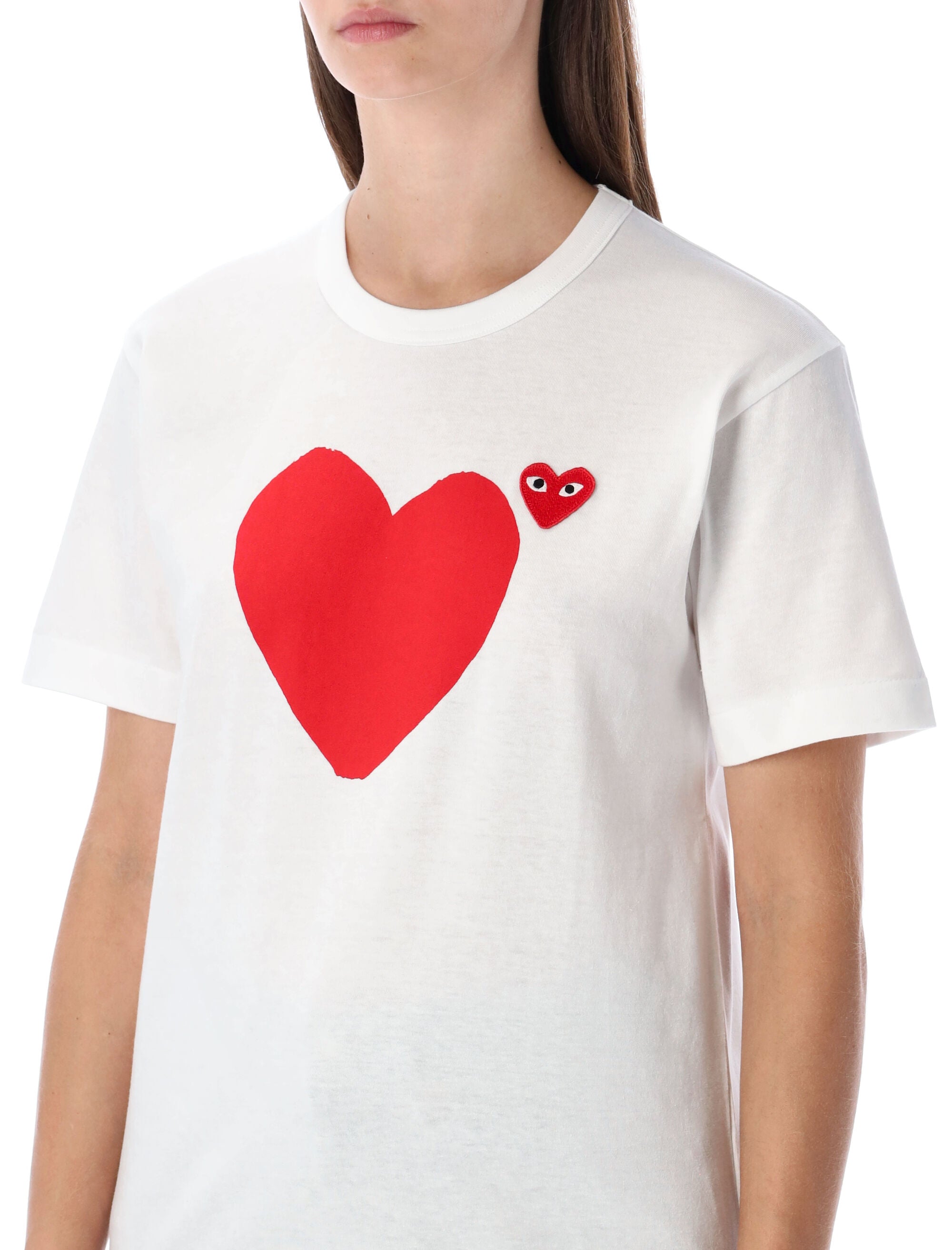 Comme des Garçons Play white cotton t-shirt with double heart Tshirt