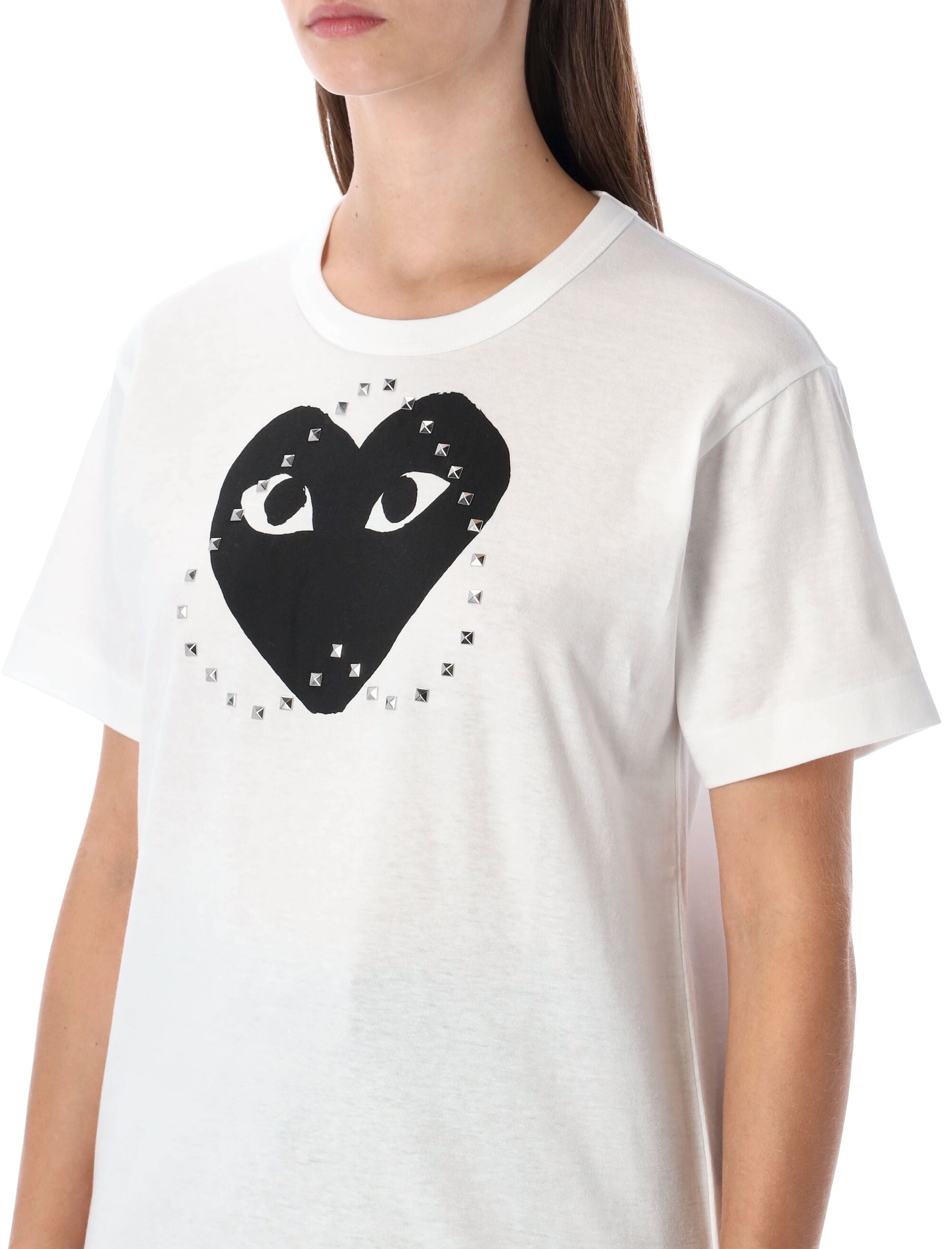 Comme des Garçons Playwhite t-shirt with studded black heart Cotton Tshirt