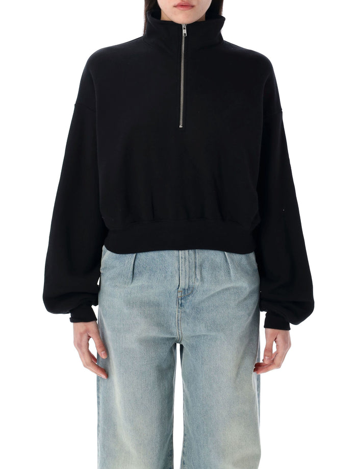 Half-zip cropped sweatshirt Black Cotton