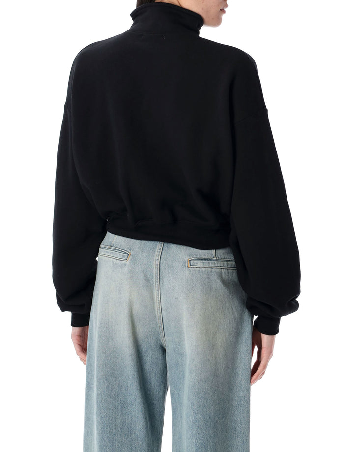 Half-zip cropped sweatshirt Black Cotton