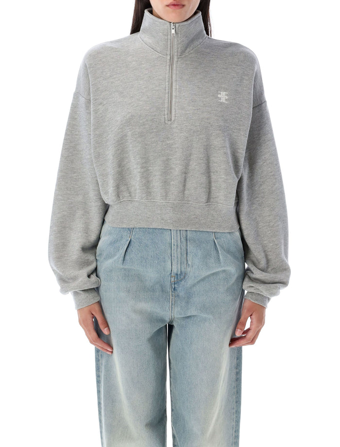 Half-zip cropped sweatshirt Grey Cotton