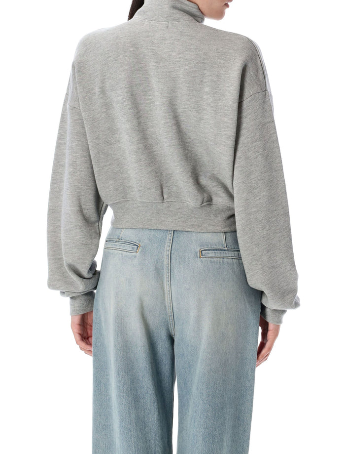 Half-zip cropped sweatshirt Grey Cotton