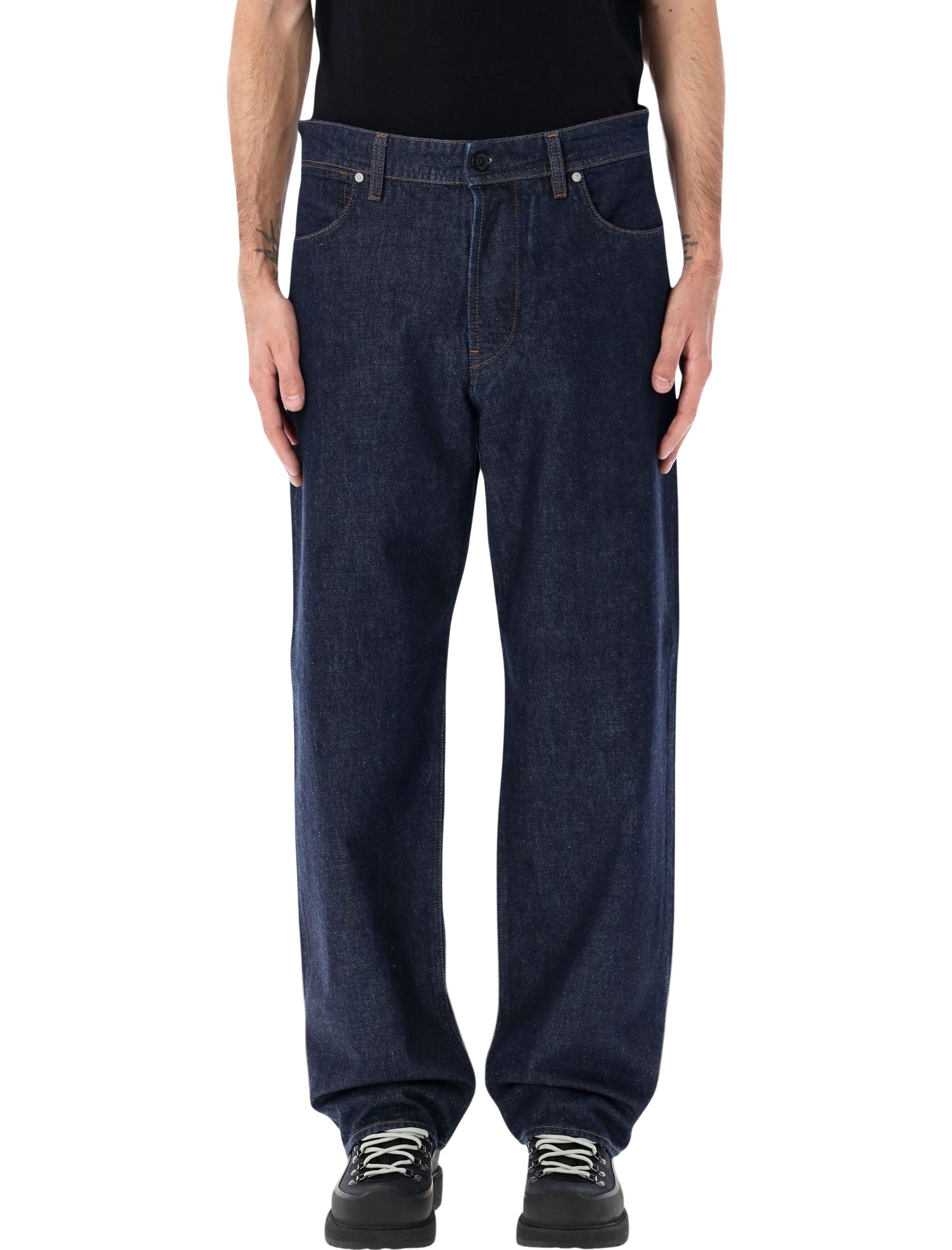 Stone Island indigo rinsed denim loose jeans Dk Blue Cotton