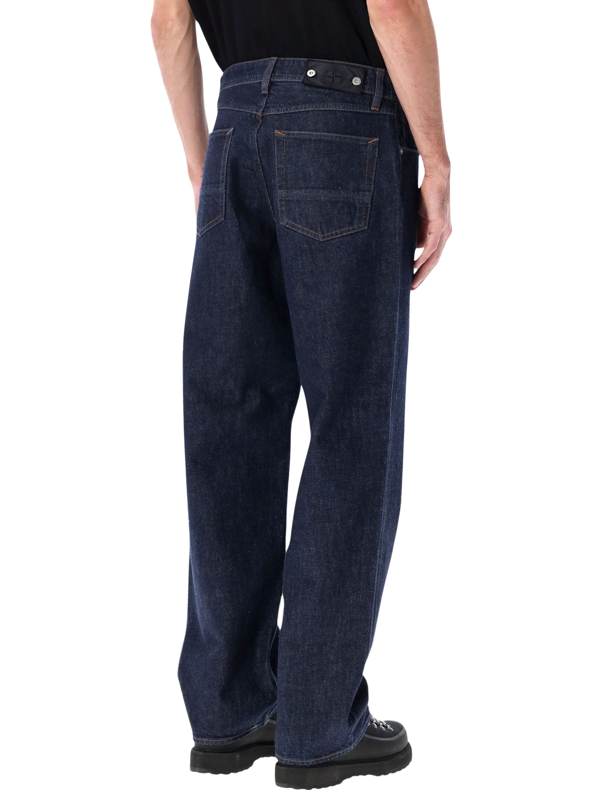 Stone Island indigo rinsed denim loose jeans Dk Blue Cotton