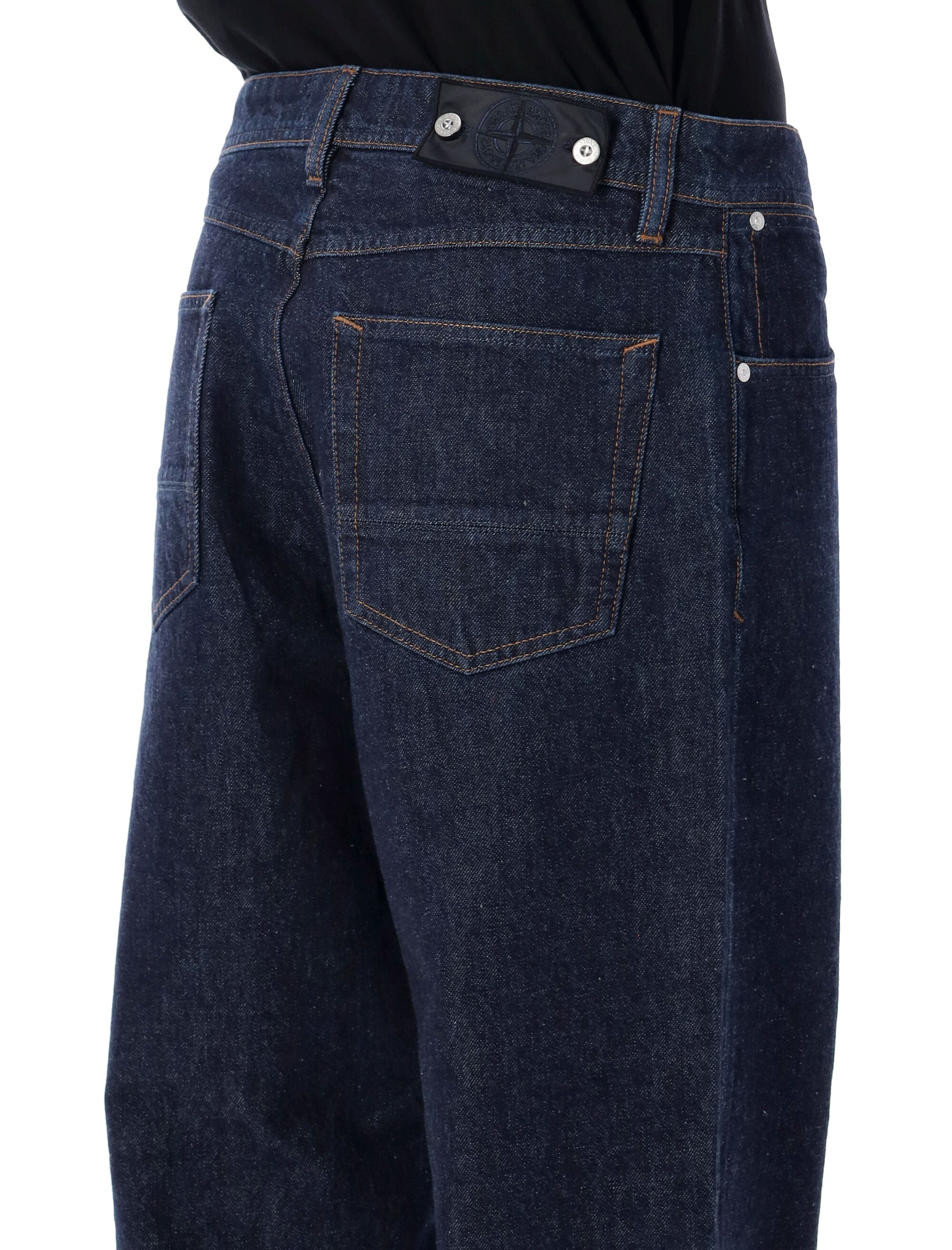 Stone Island indigo rinsed denim loose jeans Dk Blue Cotton