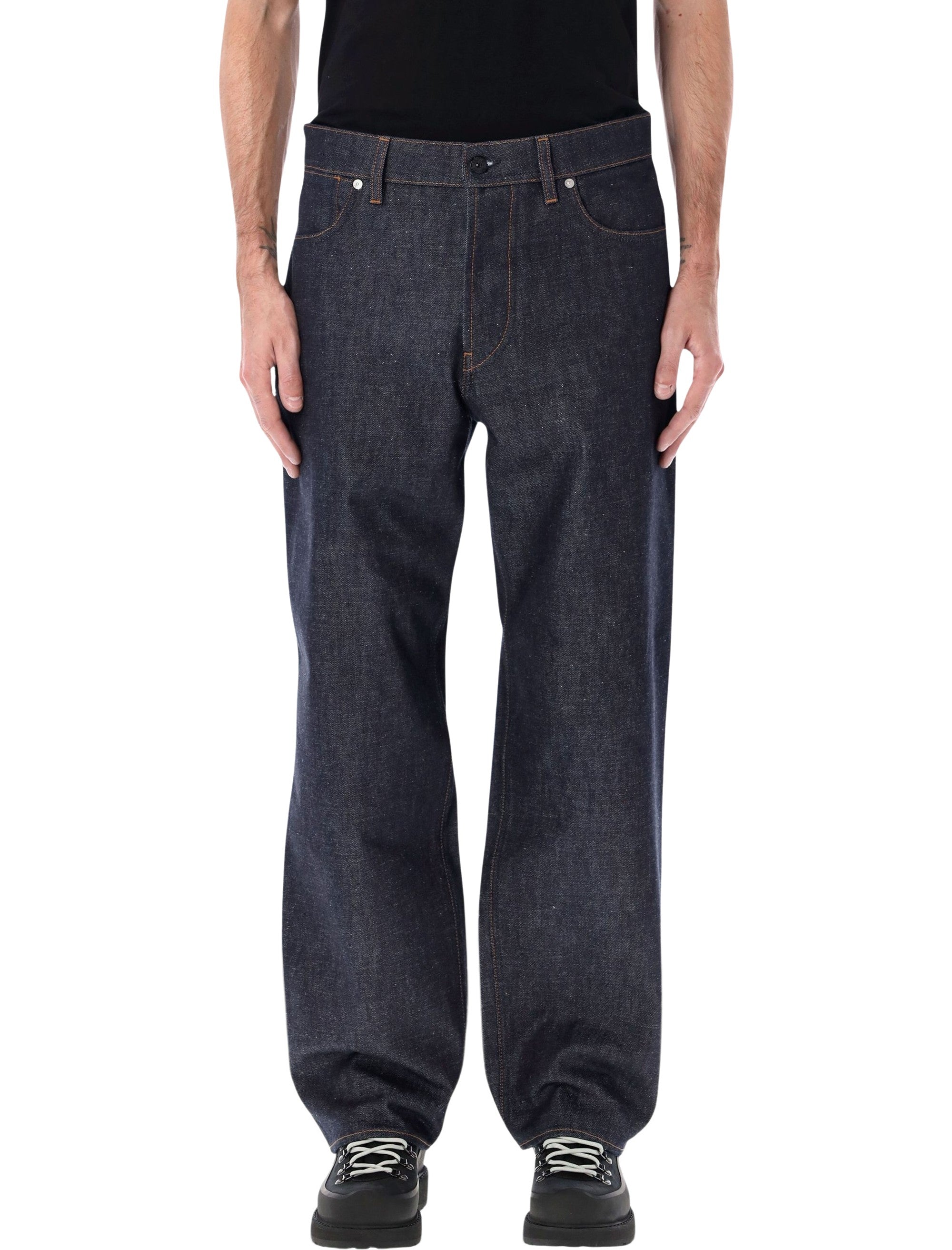 Stone Island indigo raw denim loose jeans Cotton
